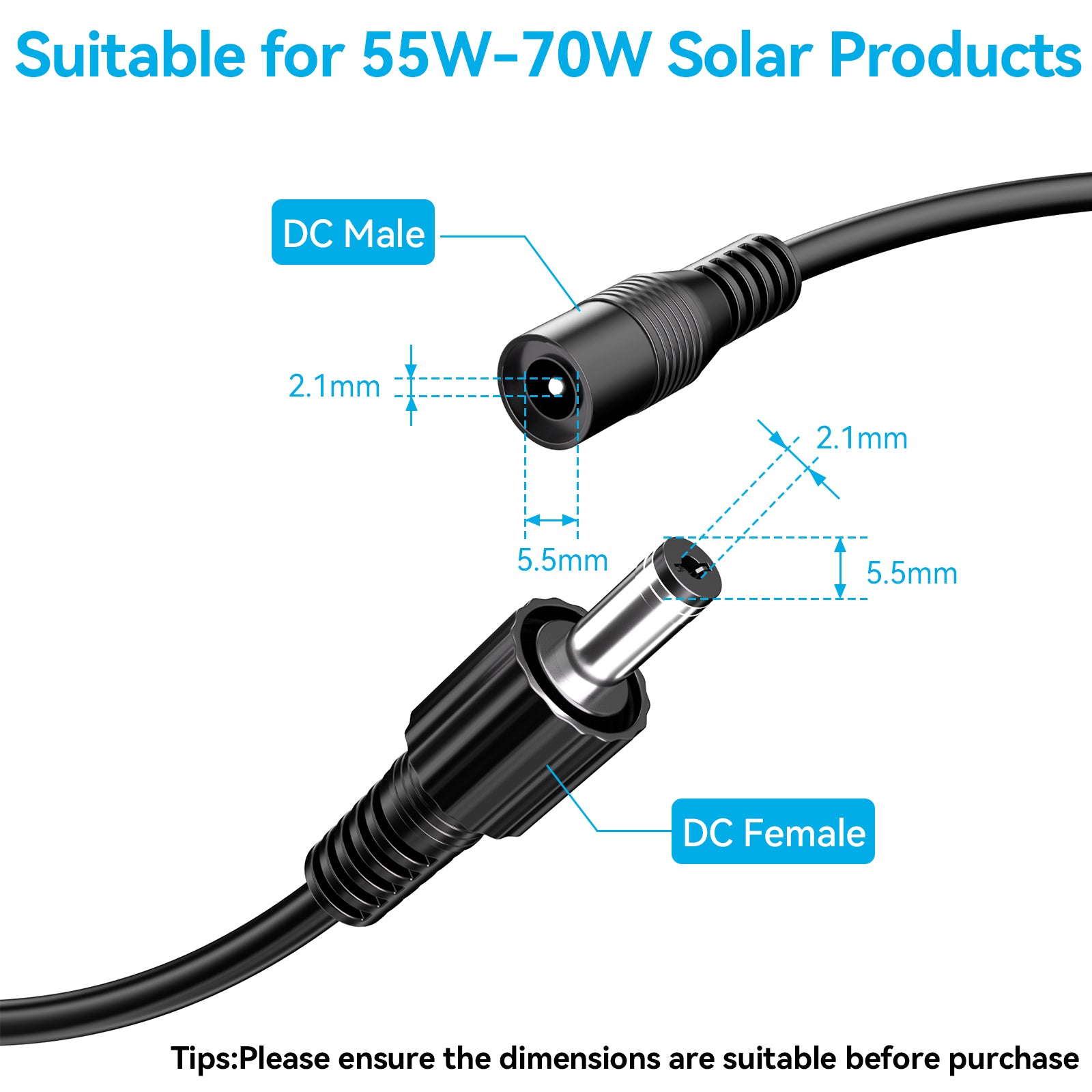 solar water pump extension cable DC 5521