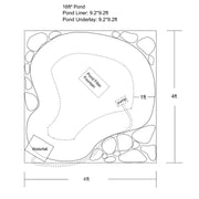 4′ x 4′ Pond Advanced Kit | 5-in-1 Filter, Waterfall, Lights, Pond Liner & Underlayment