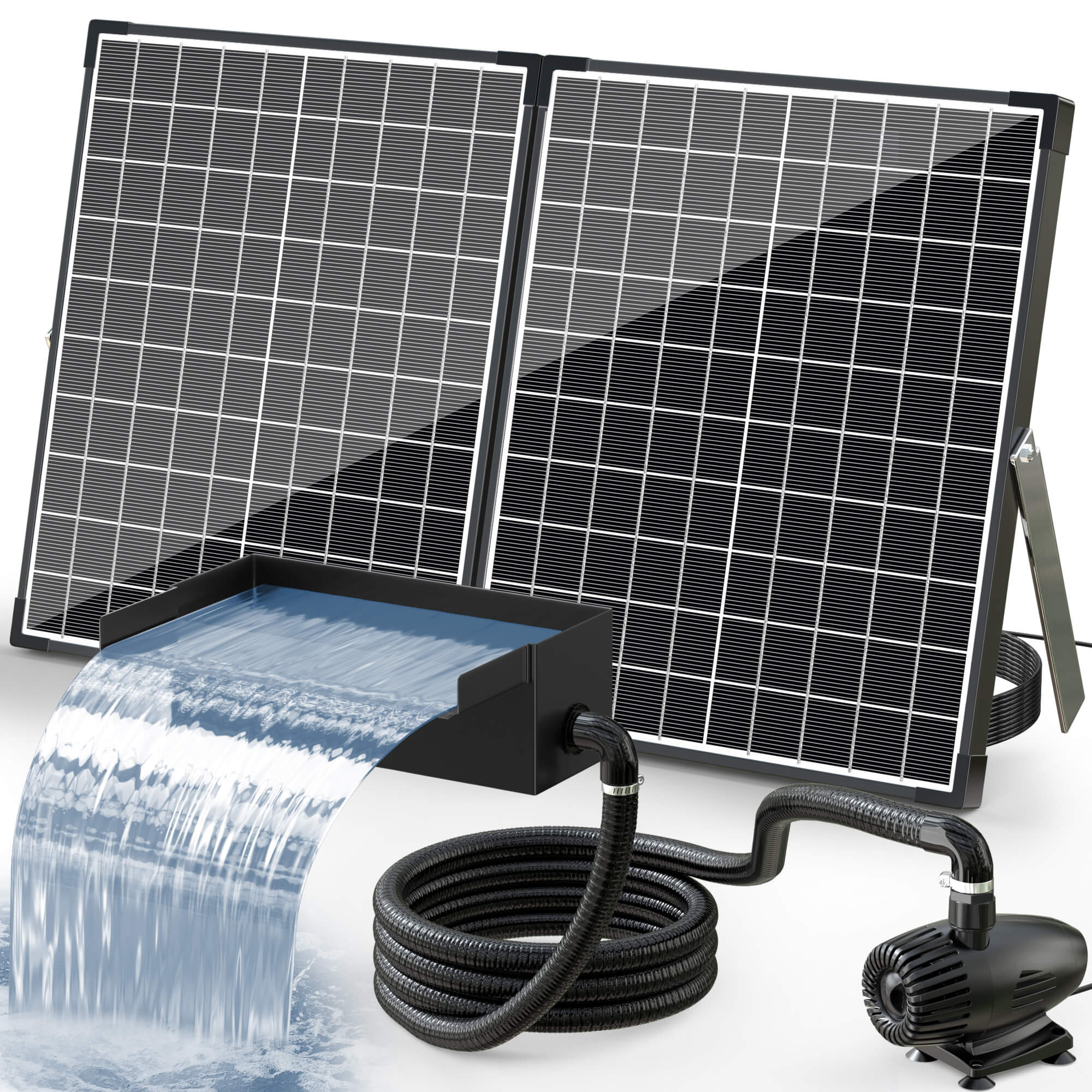 55W 580GPH Solar Waterfall Pump Kit with 8"x4.3" Spillway