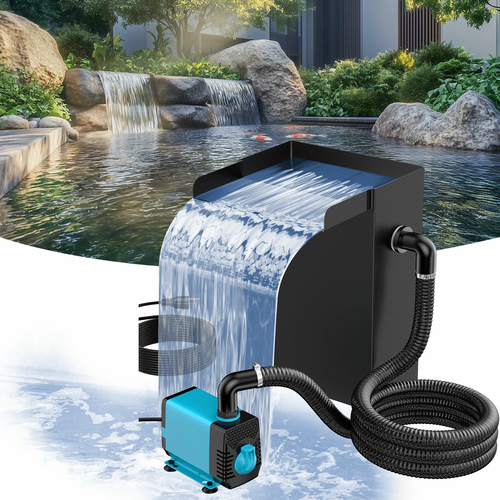 40W 660GPH Waterfall Pump Kit with 8"x13.4" Spillway