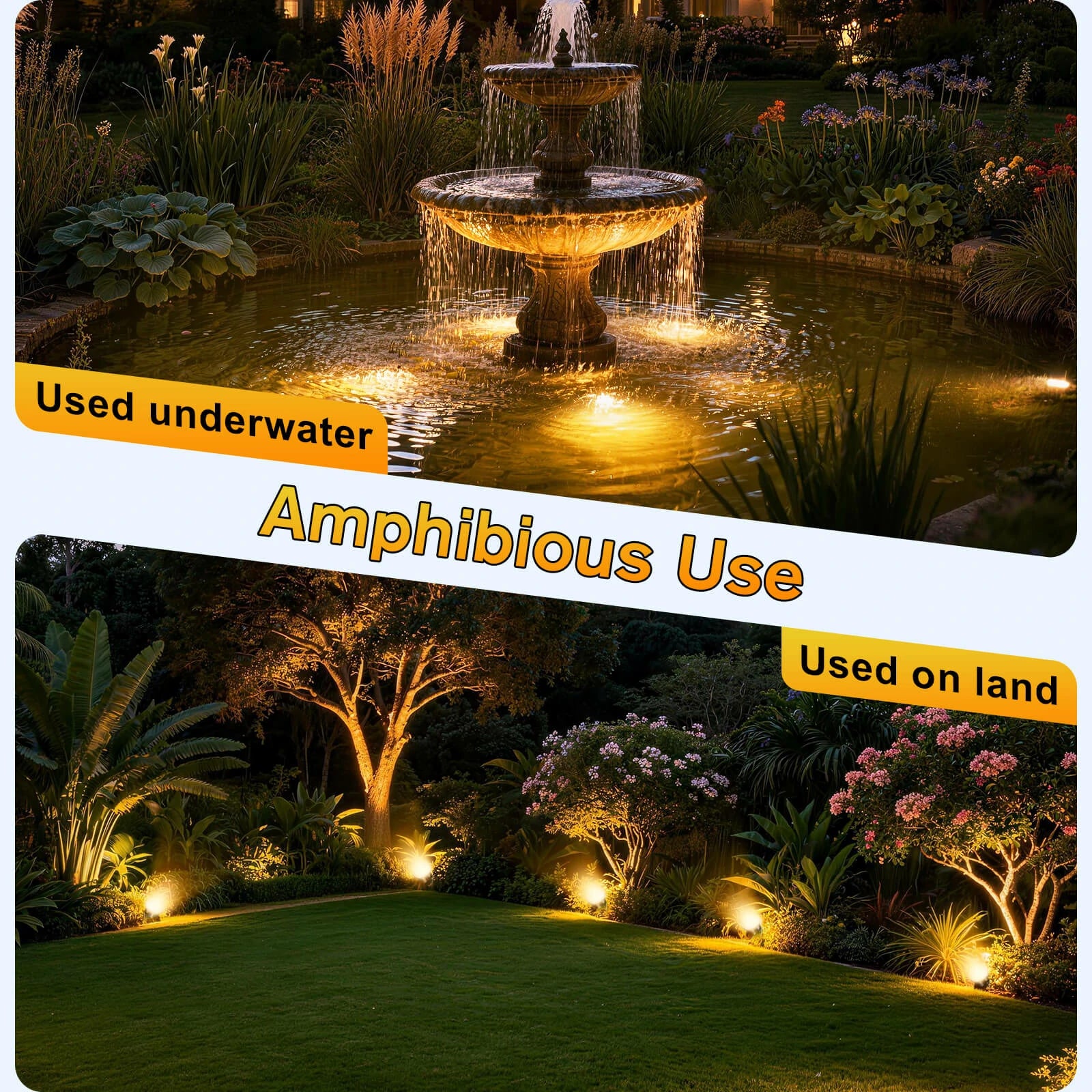 4-Head Warmwhite Underwater Lights amphibious use