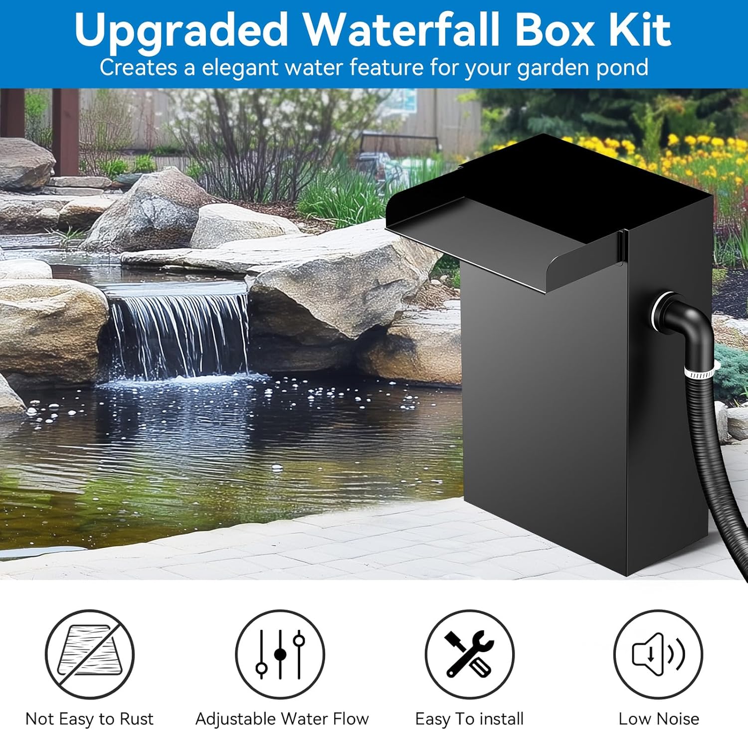 40W 660GPH Electric Waterfall Pump Kit with 8"x13.4" Spillway