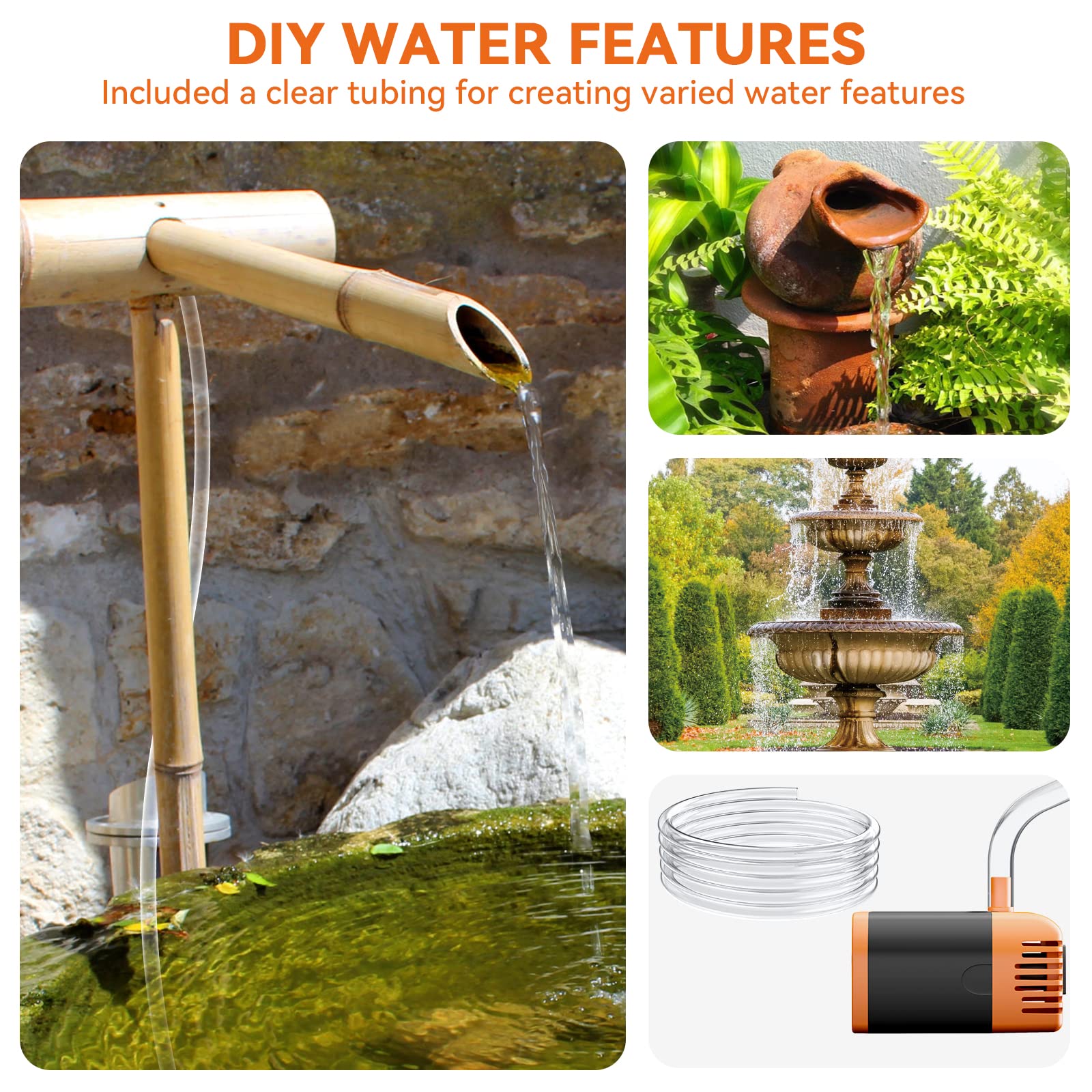 30W Solar Water Fountain Pump (Orange) - DIY Water Features