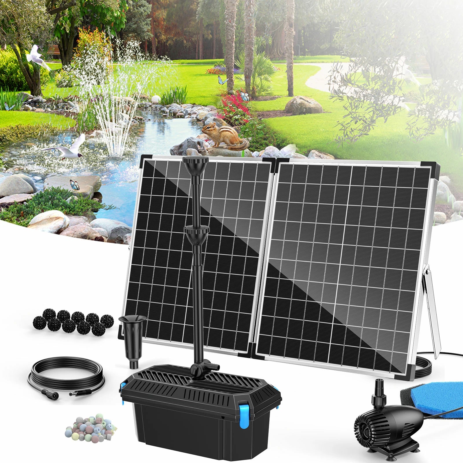 SPF326 70W 680GPH Solar Pond Filter Fountain