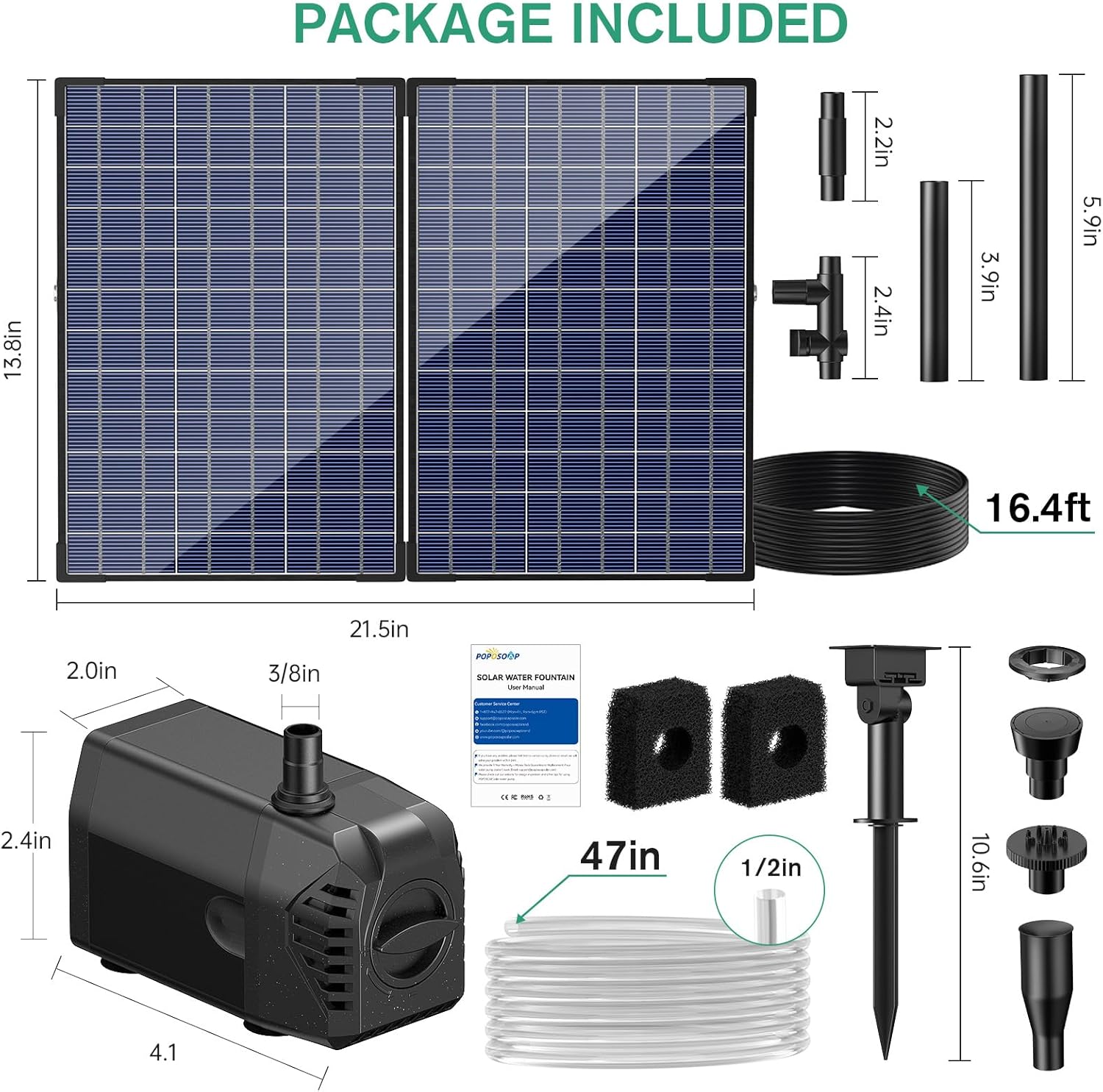 35W Solar Water Fountain Pump Package Included