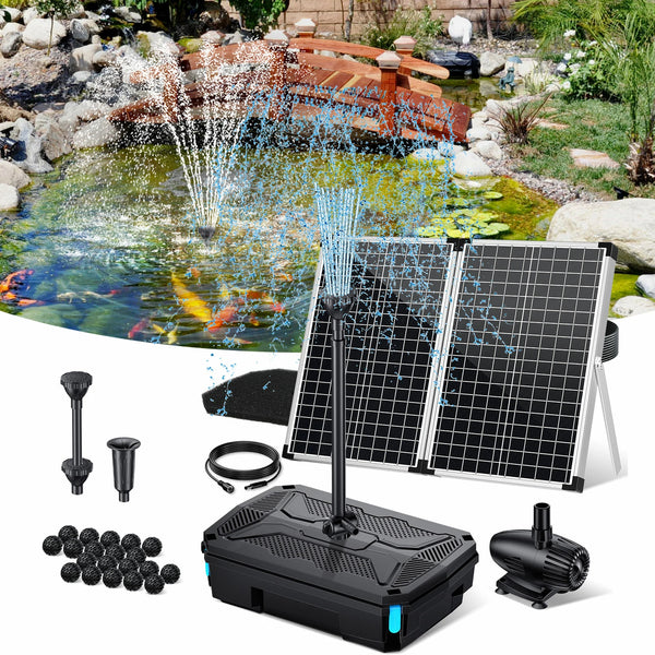 SPF390 55W 580GPH Solar Pond Filter Fountain