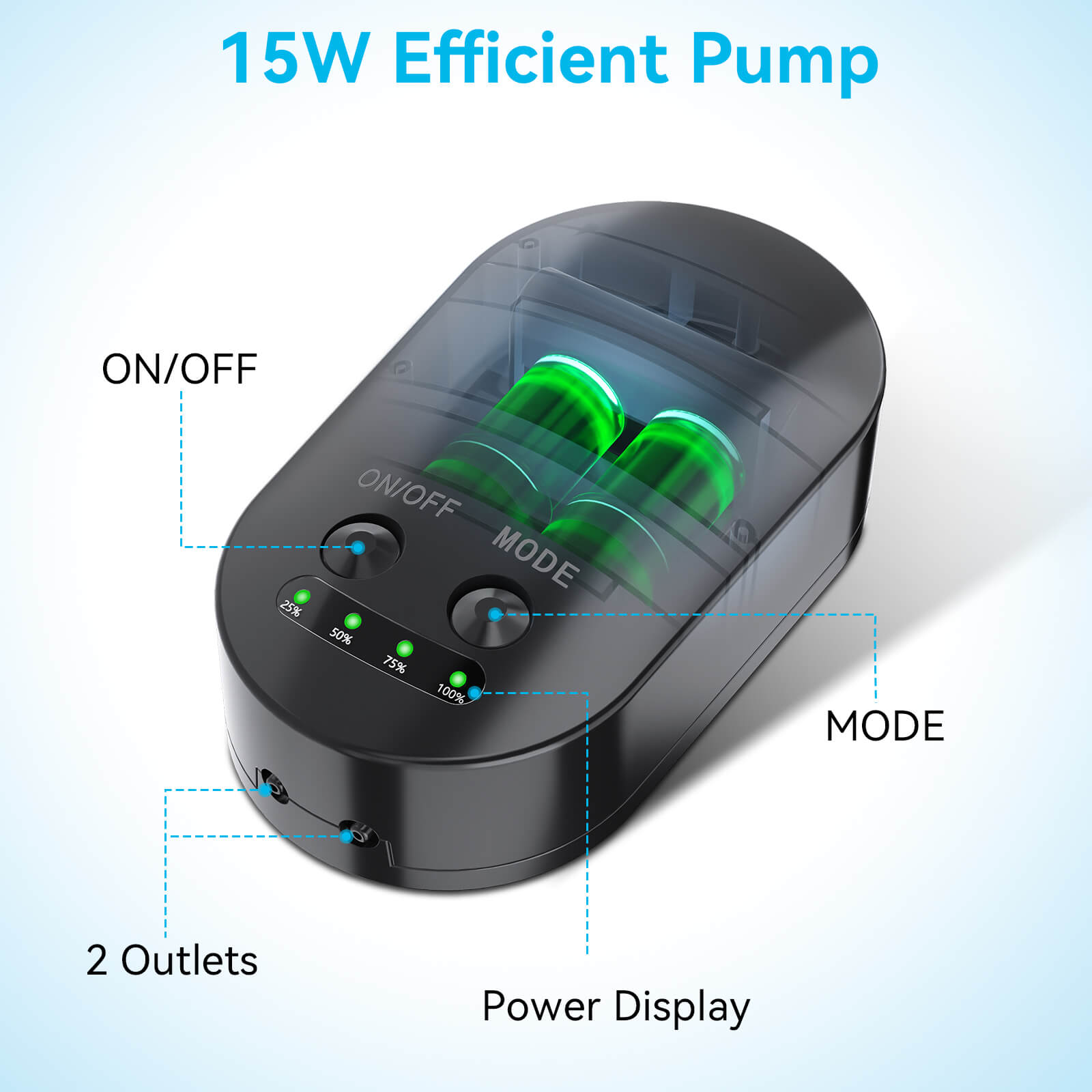 15W Solar Pond Aerator with 4400mAh Battery