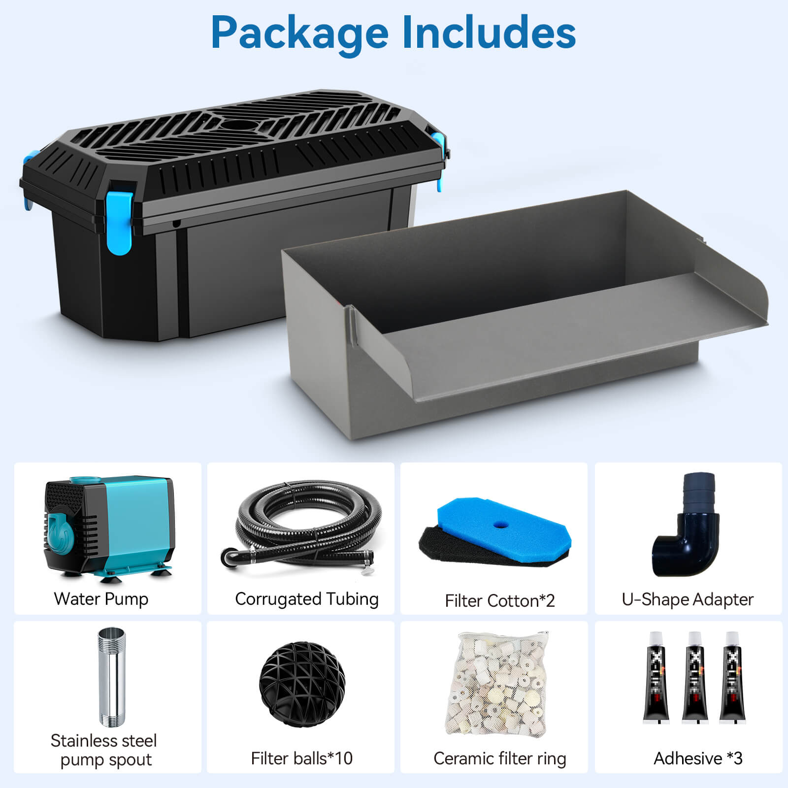 40W 660GPH Waterfall Spillway with Pond Filter Kit