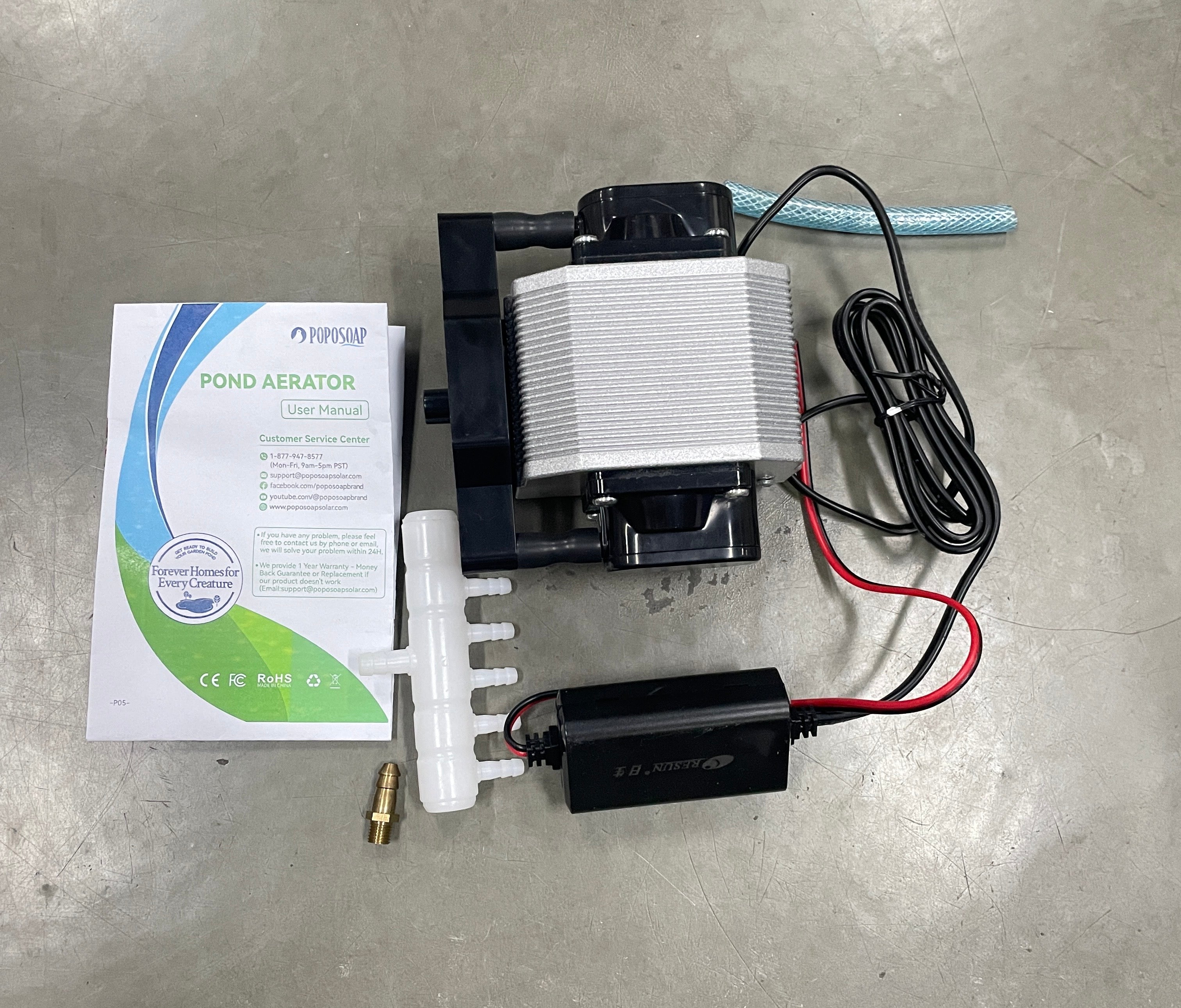 Poposoap Pond Aerator – 15W Solar Oxygen Pump for Outdoor Fish Ponds