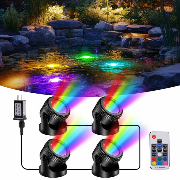 4-Head Colored Underwater Electric Pond Lights