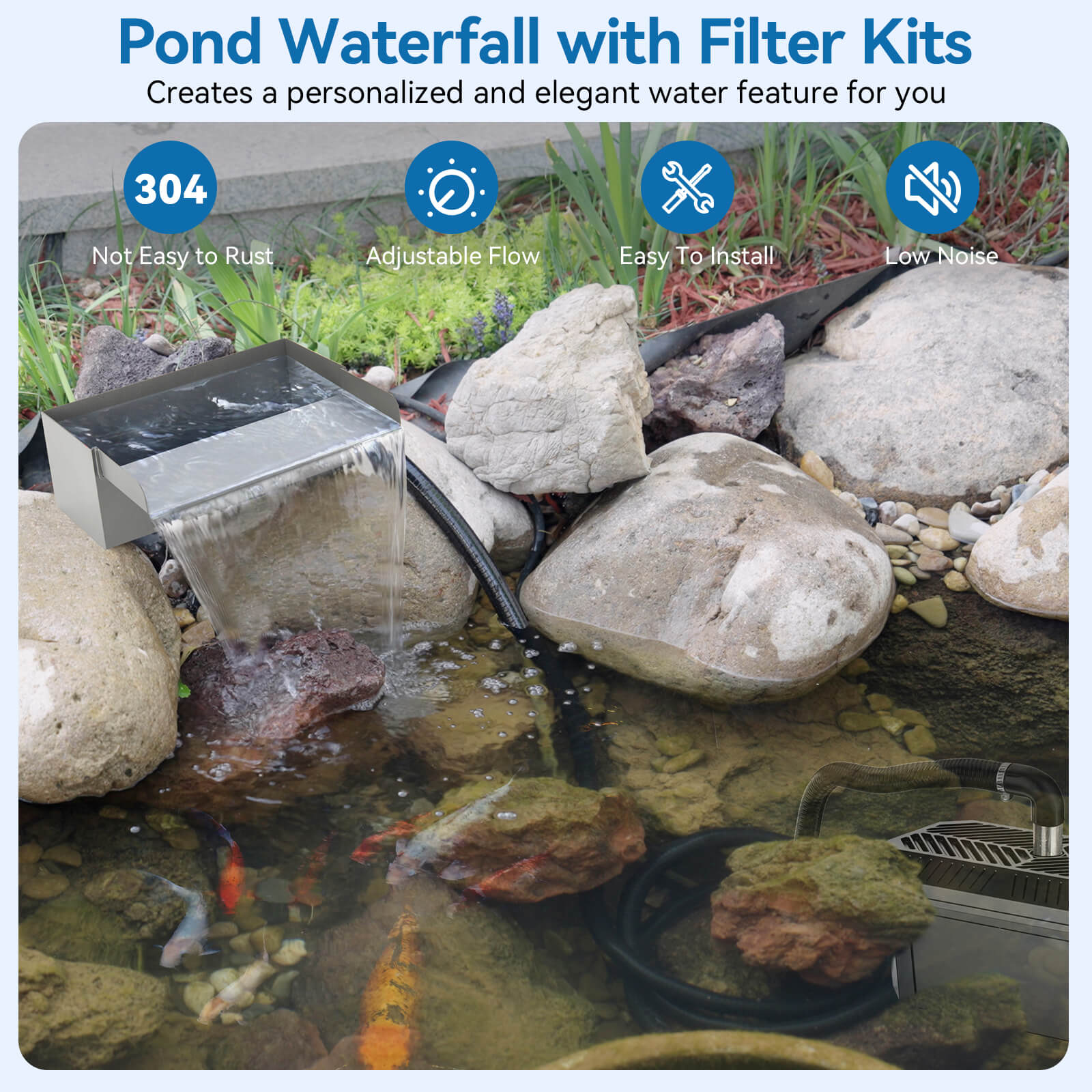 pond waterfall filter,pond waterfall and filter,pond waterfall with filter