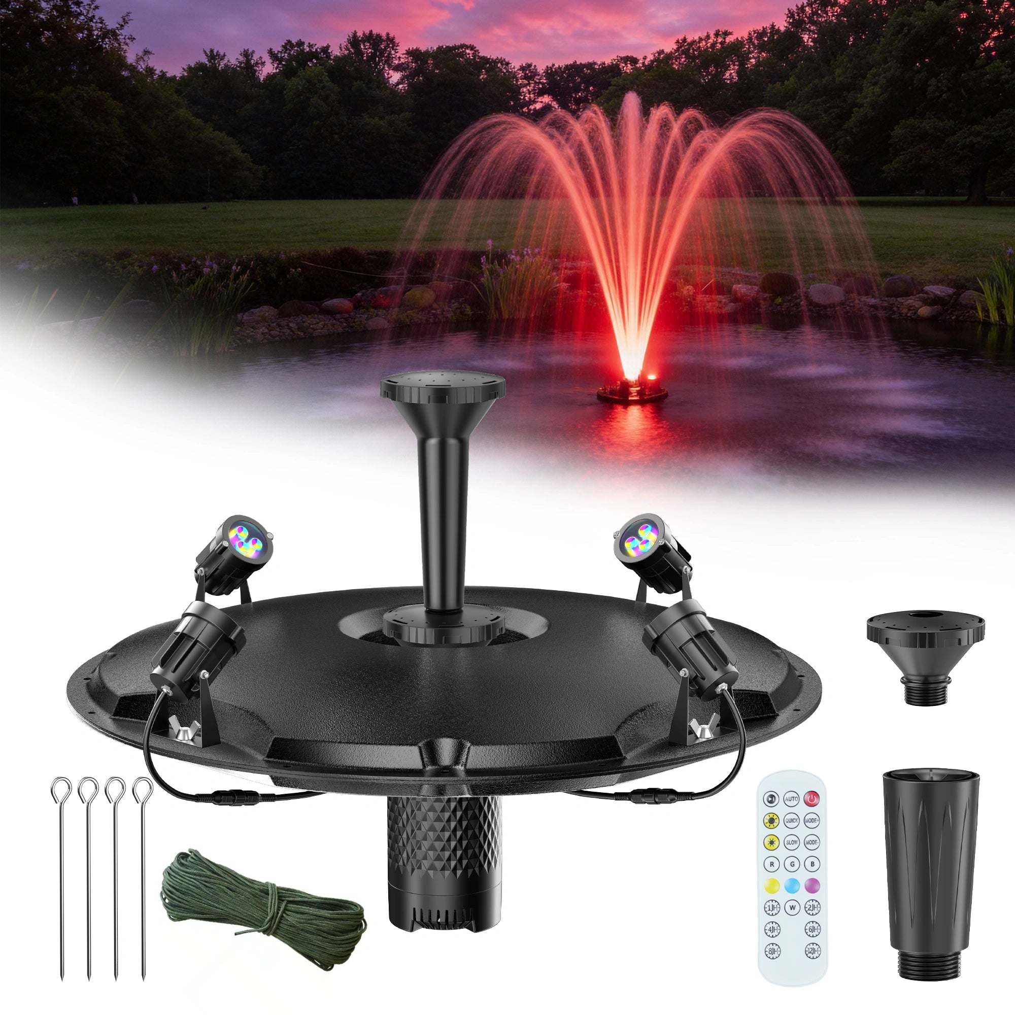 1600GPH Floating Fountain with LED Light