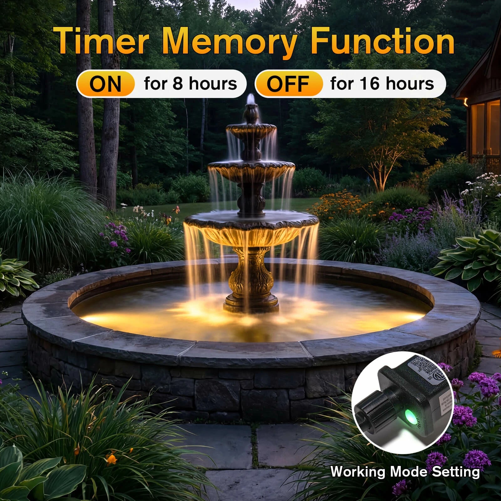 6-Head Warmwhite Underwater Electric Pond Lights with Memory Function