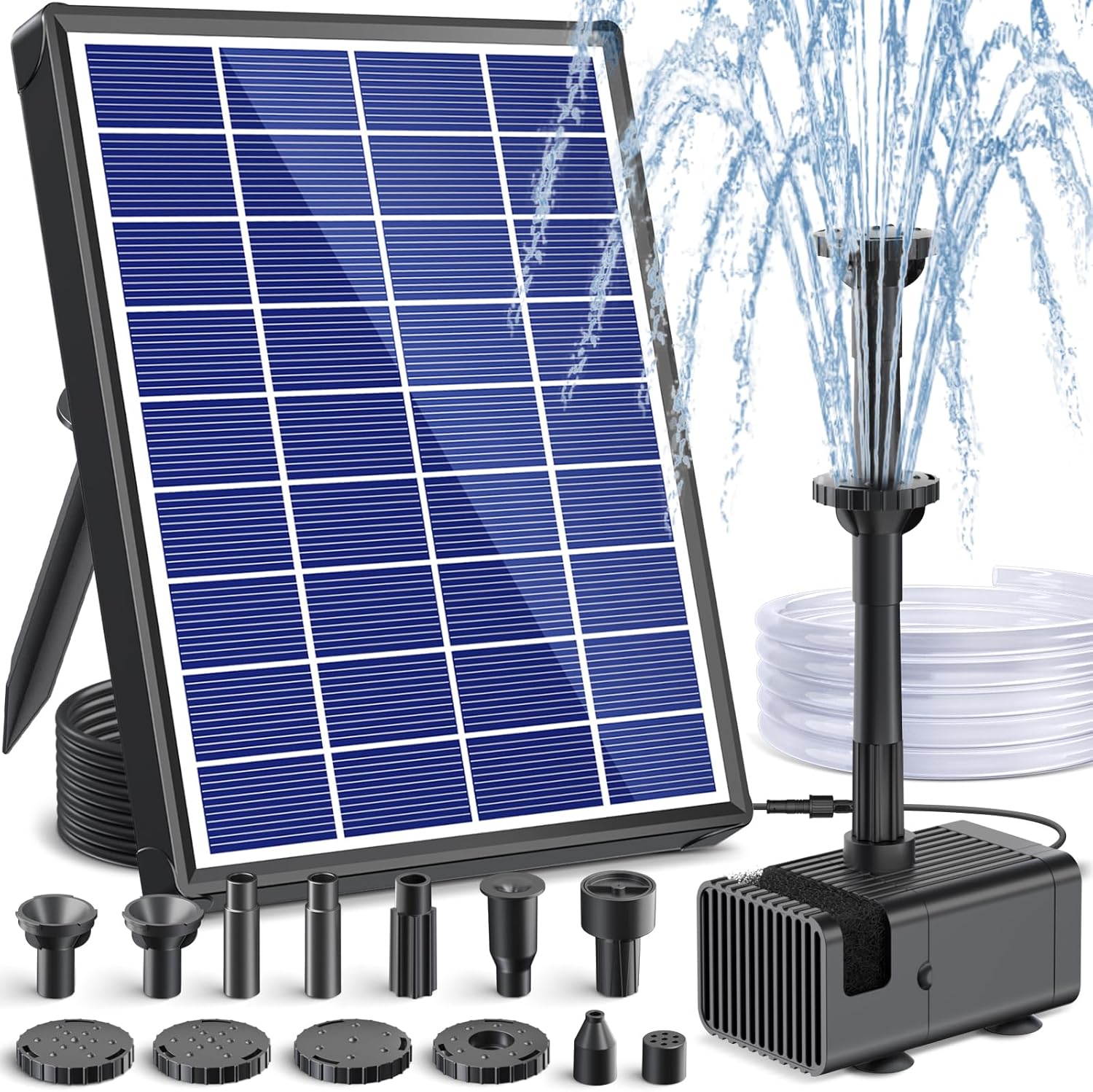 6.5W Solar Water Fountain Pump - 80GPH, 8 Sprayers