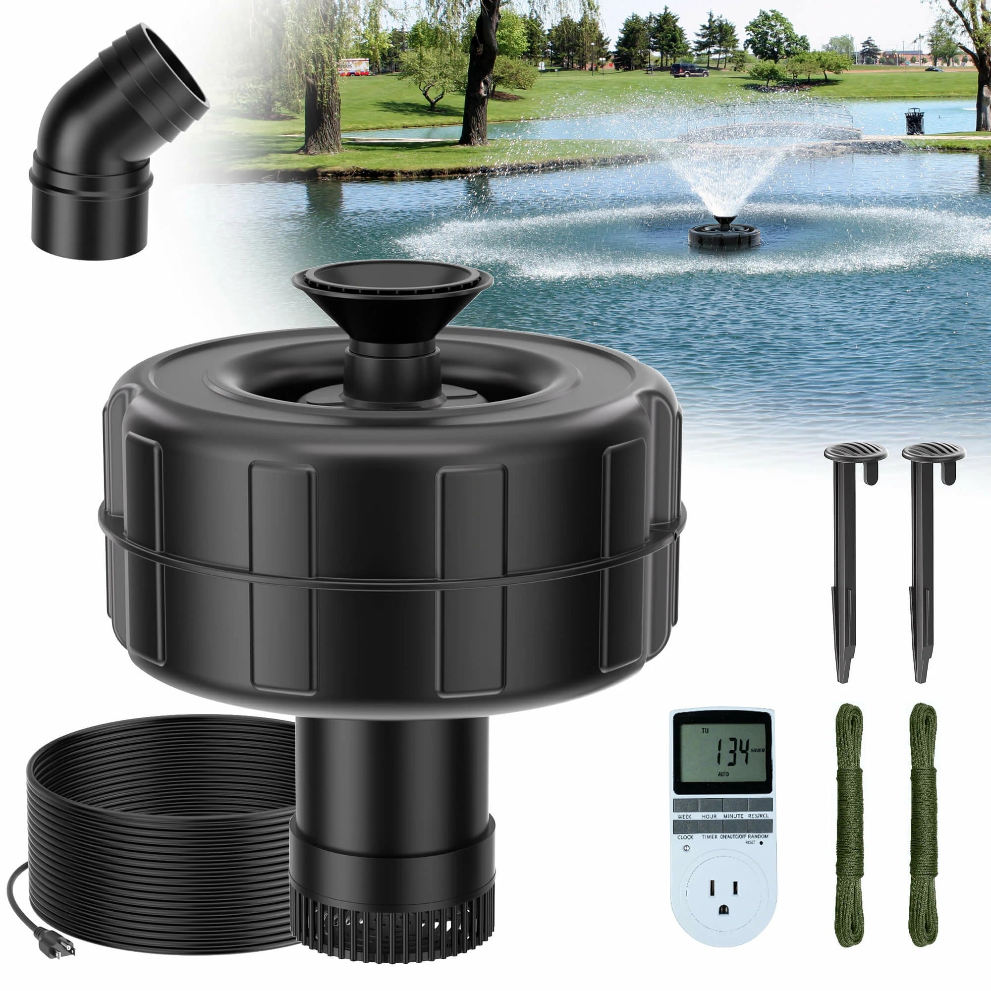 750W 8000GPH Pond Fountain Aerator with Smart Timer