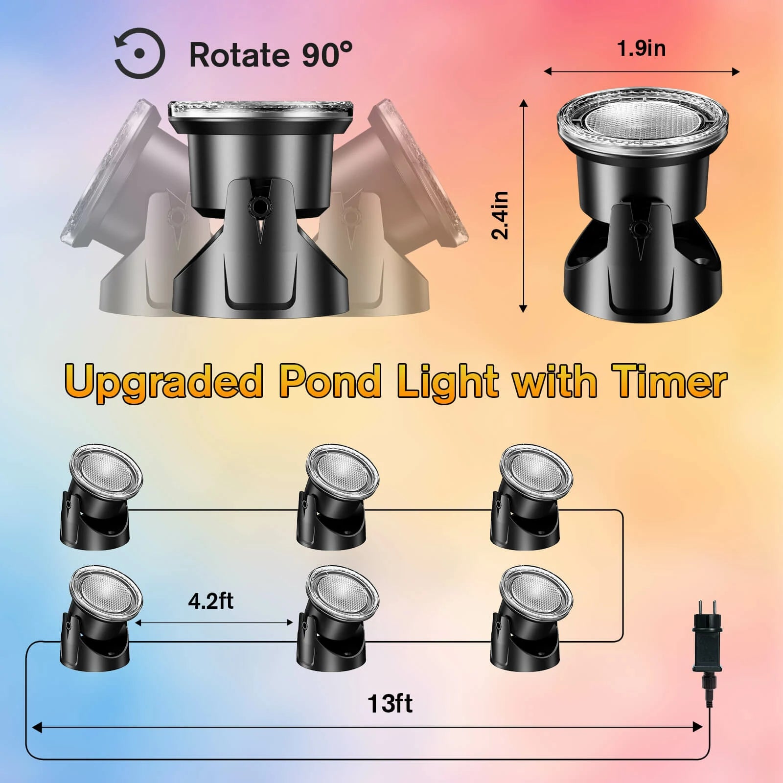 6-Head Warmwhite Underwater Electric Pond Lights with Memory Function