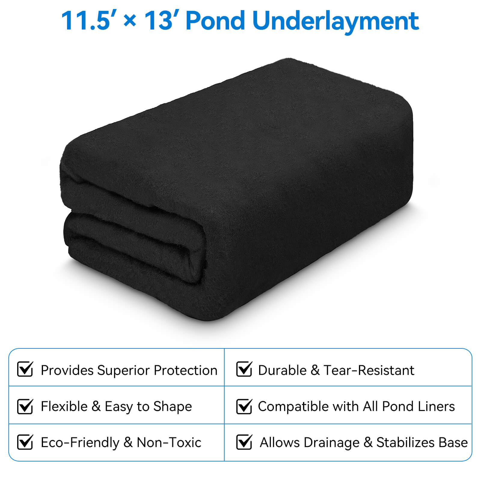 6′ x 6′ Pond Advanced Kit | 5-in-1 Filter, Waterfall, Lights, Pond Liner & Underlayment