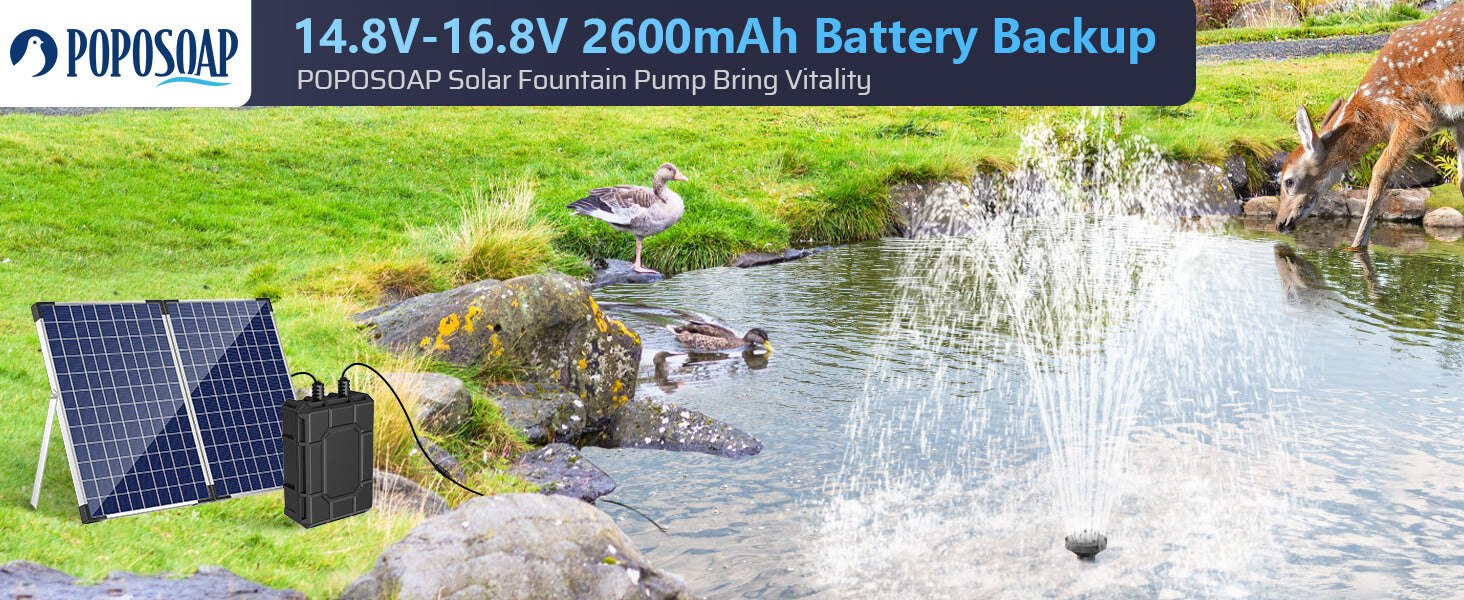 2600mAh Battery Backup for 25W/30W/35W/40W/45W/50W Solar Fountain Pump