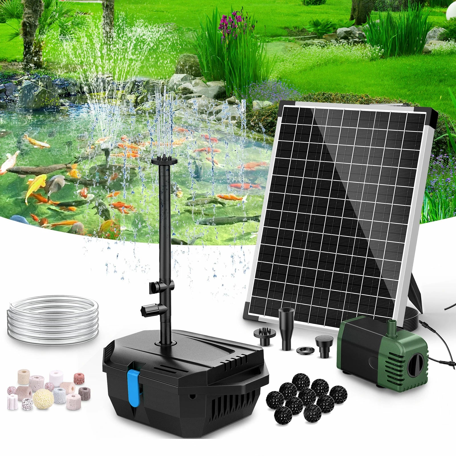 SPF200 20W 280GPH Solar Pond Filter Fountain