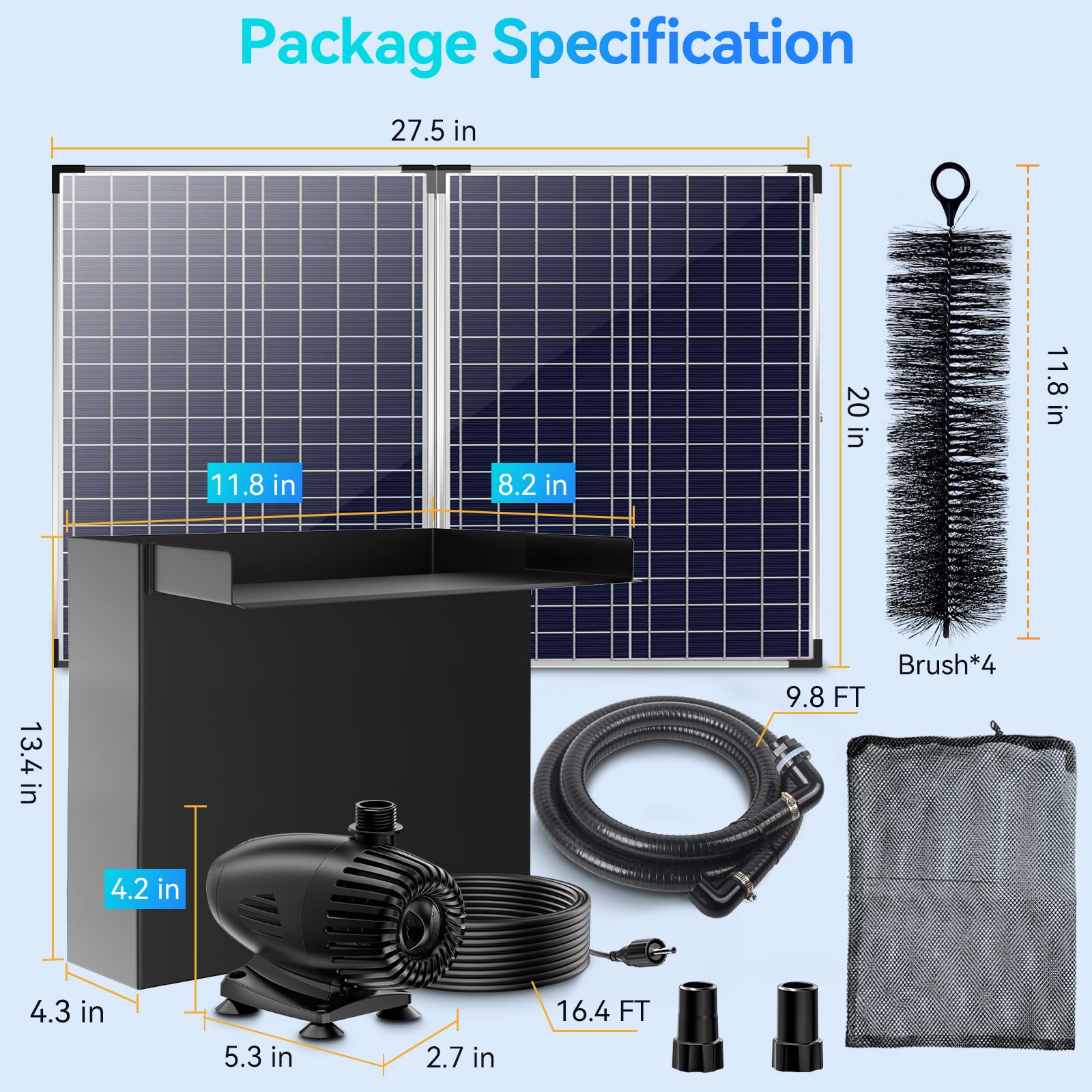 6′ x 6′ Pond Decor Kit | 3-in-1 Filter, Waterfall & Lights