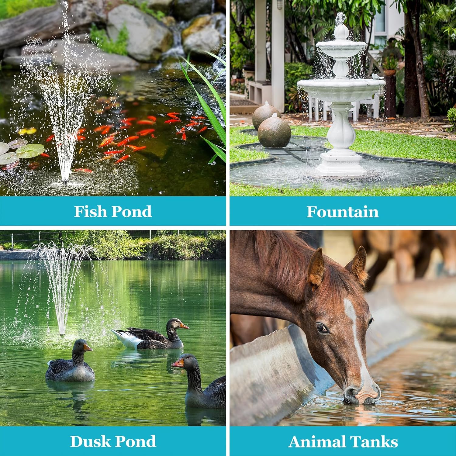 for fish pond, fountain, duck pond and animal tanks