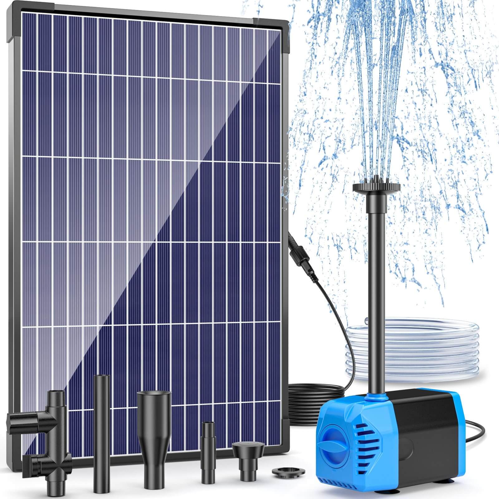 12W 160GPH Solar Water Fountain Pump - Black Panel