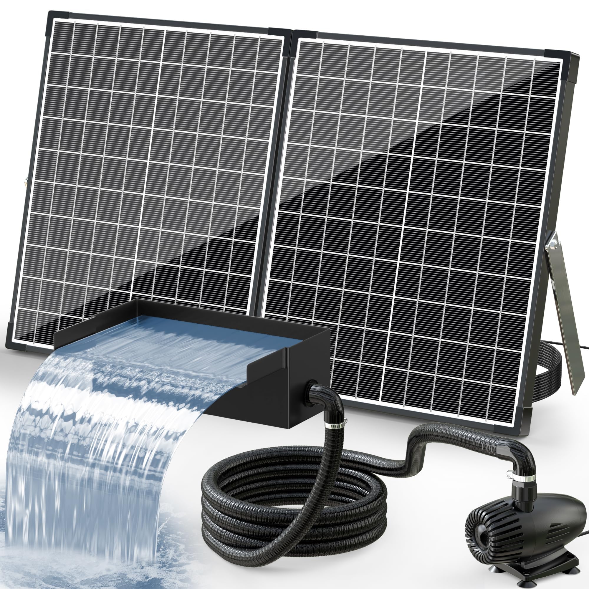 55W 580GPH Solar Waterfall Pump Kit with 8"x4.3" Spillway