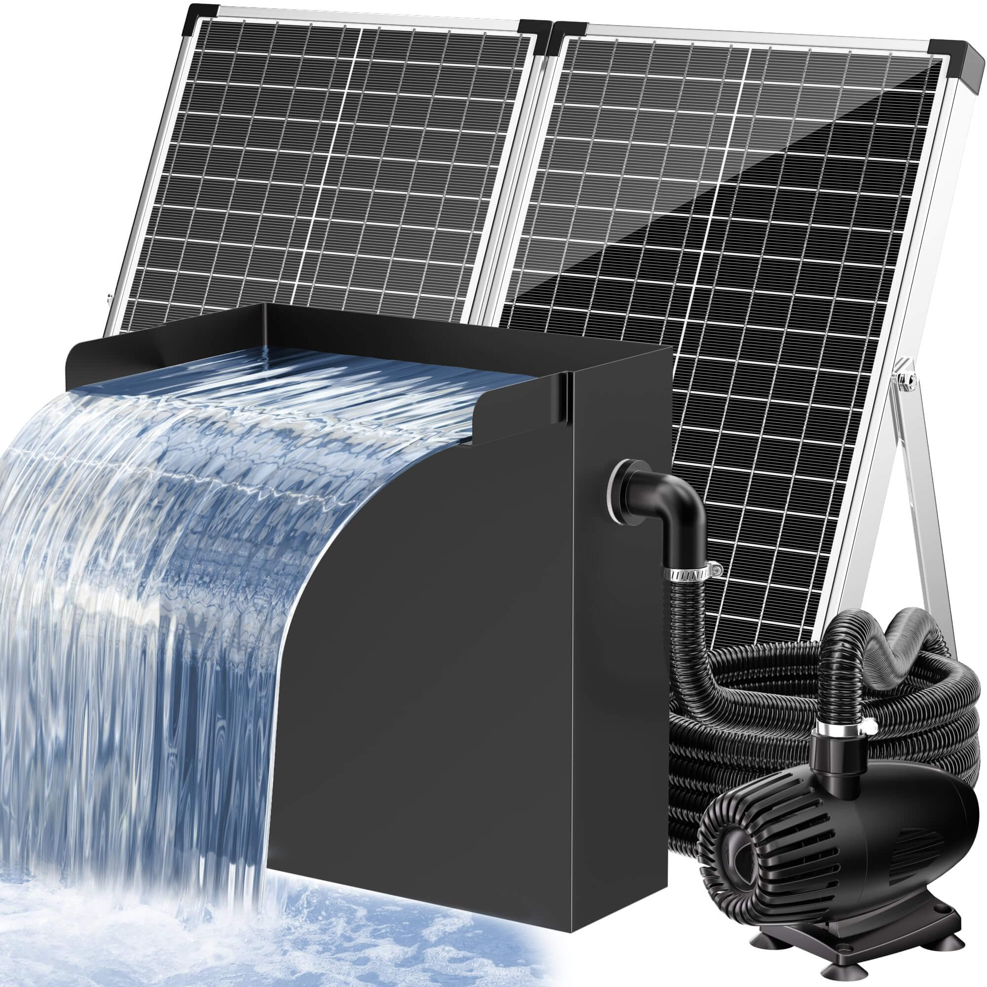 70W 580GPH Solar Waterfall Pump Kit with 12"x13.4" Spillway