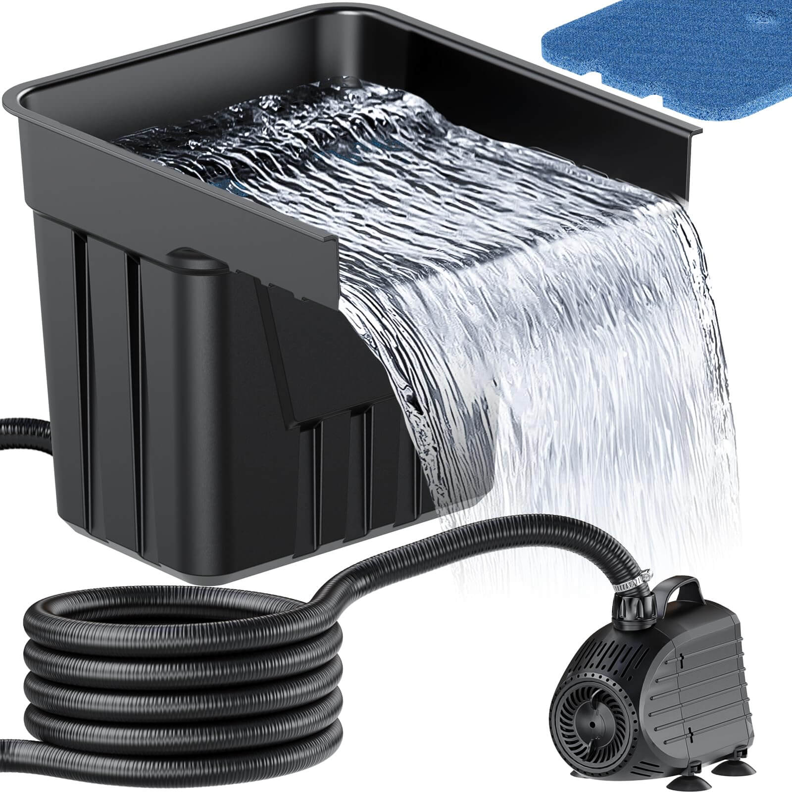 80W 1200GPH Electric Waterfall Pump Kit with 12.6"x11" Spillway