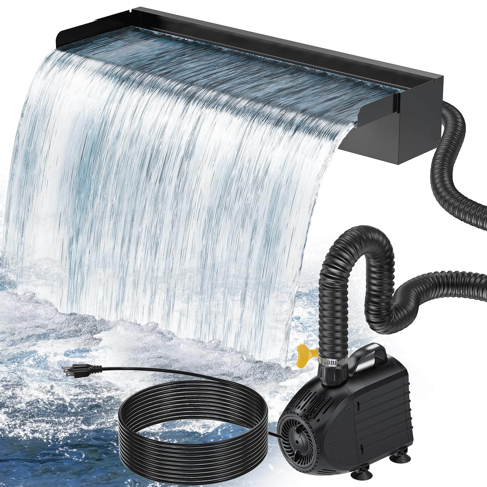80W Outdoor Waterfall Kit with 1200 GPH Submersible Pump