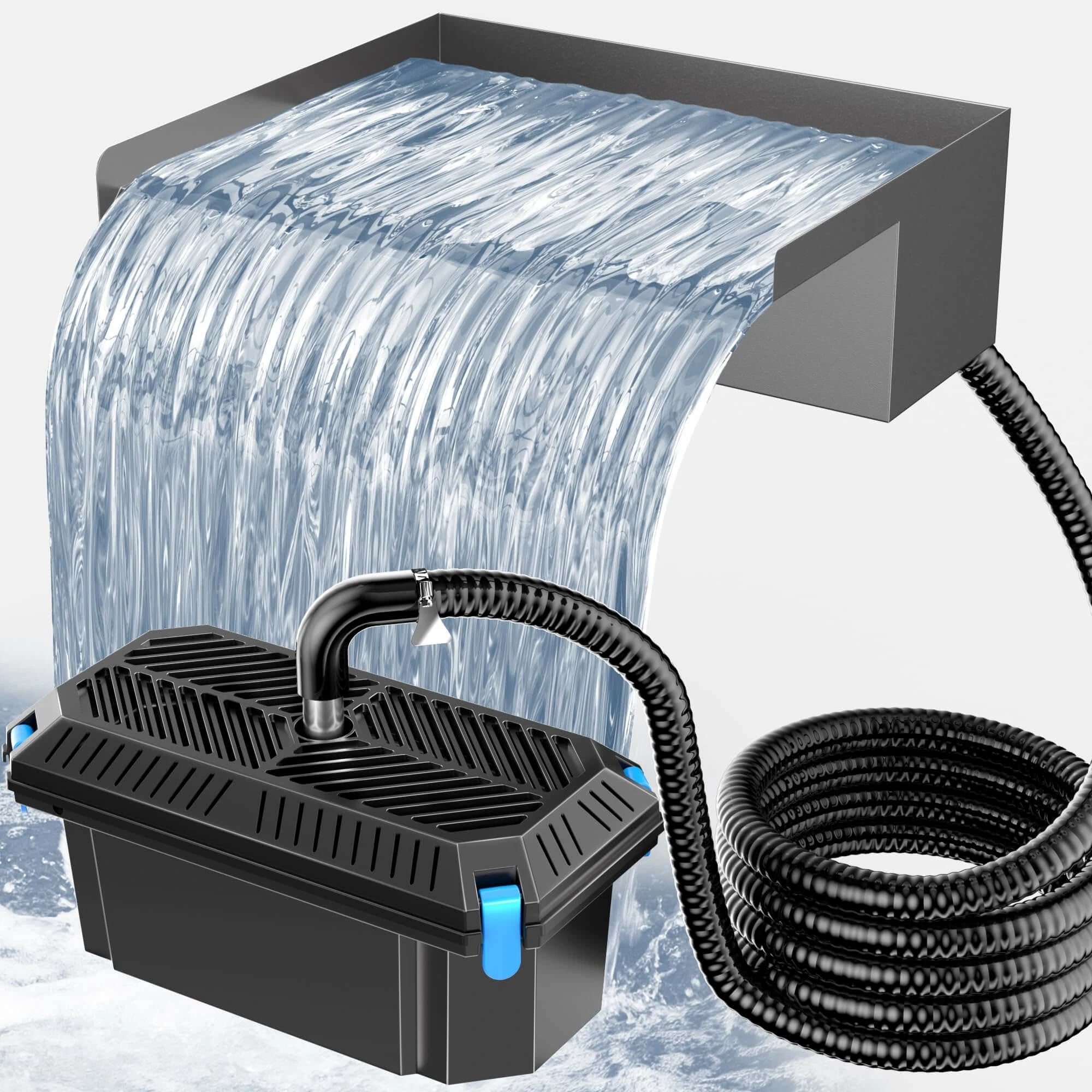 40W 660GPH Waterfall Pump Kit with 12" Spillway & Pond Filter