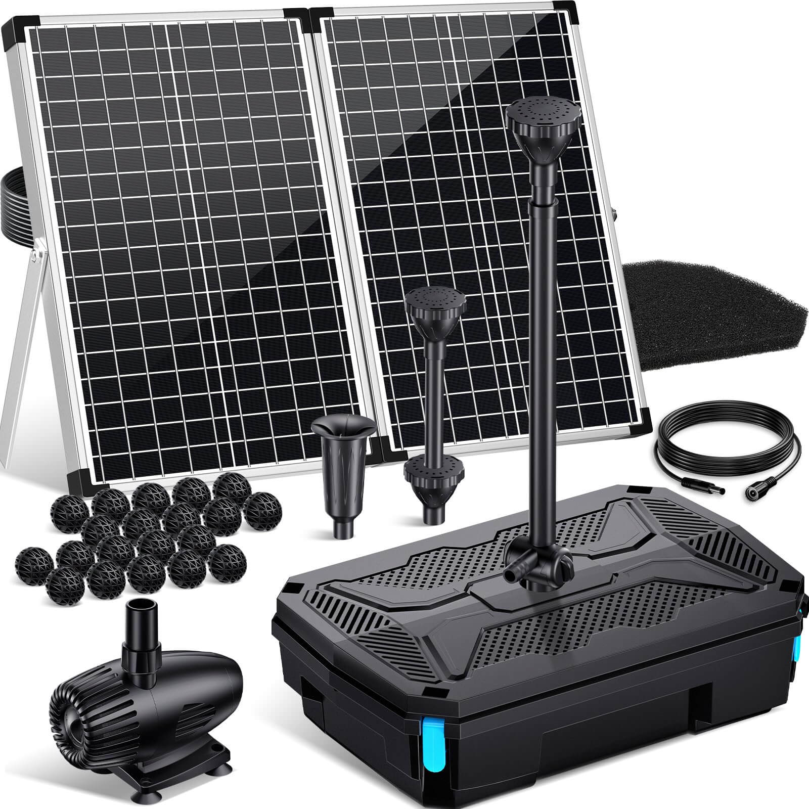 55W Solar Power Pond Filter and Pump Kit 580GPH | Pond Filter Solar