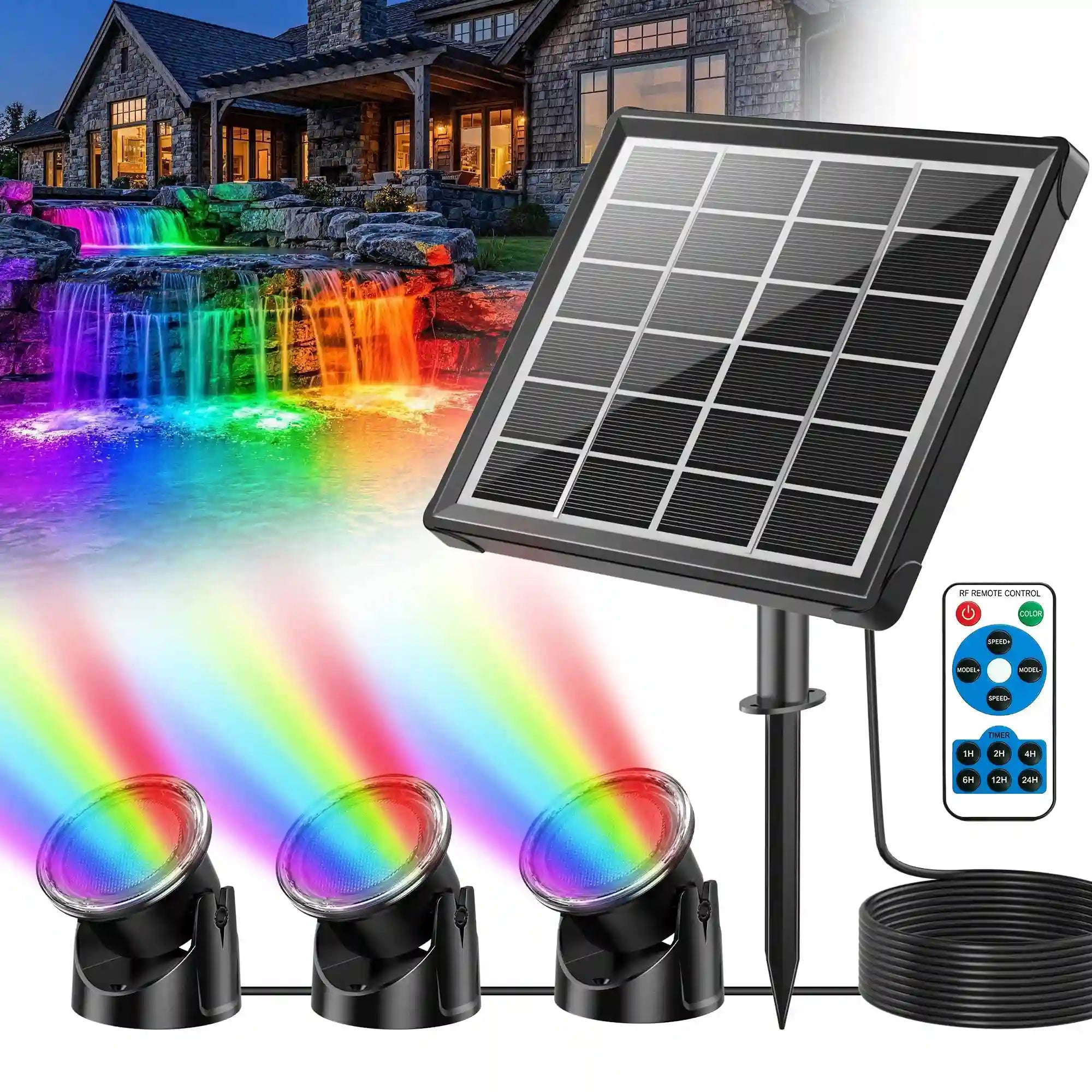 3W Colored Solar Underwater Lights with 3 Heads