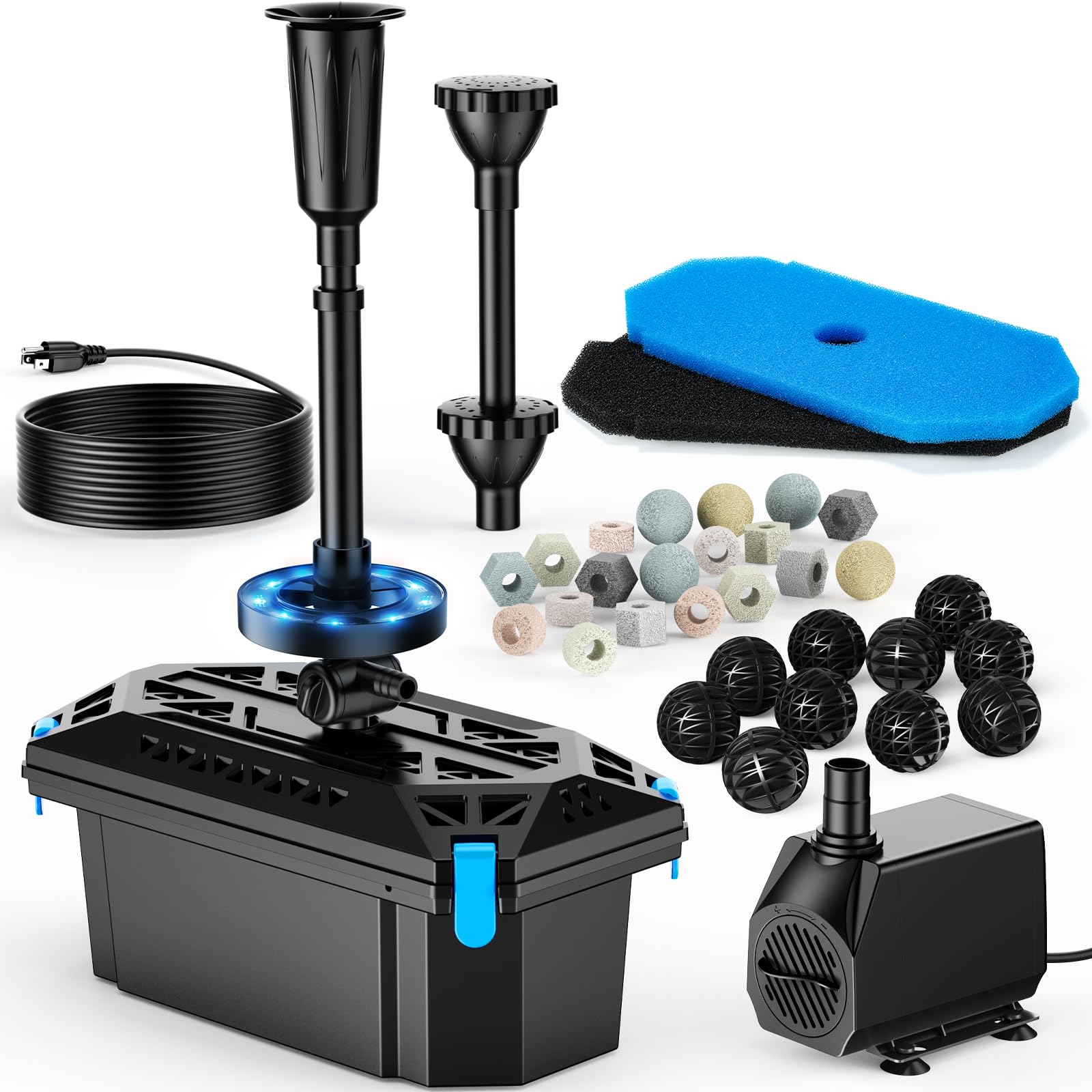 P2326D 40W 660GPH AC Pond Filter Fountain with Light