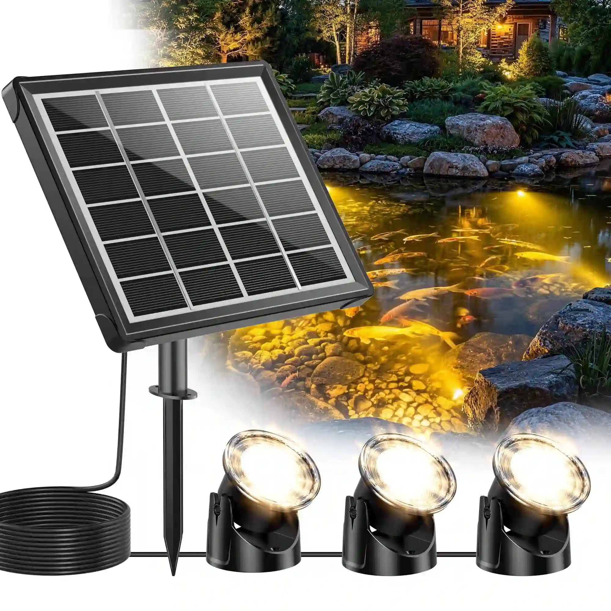 3W Warmwhite Solar Underwater Lights with 3 Heads