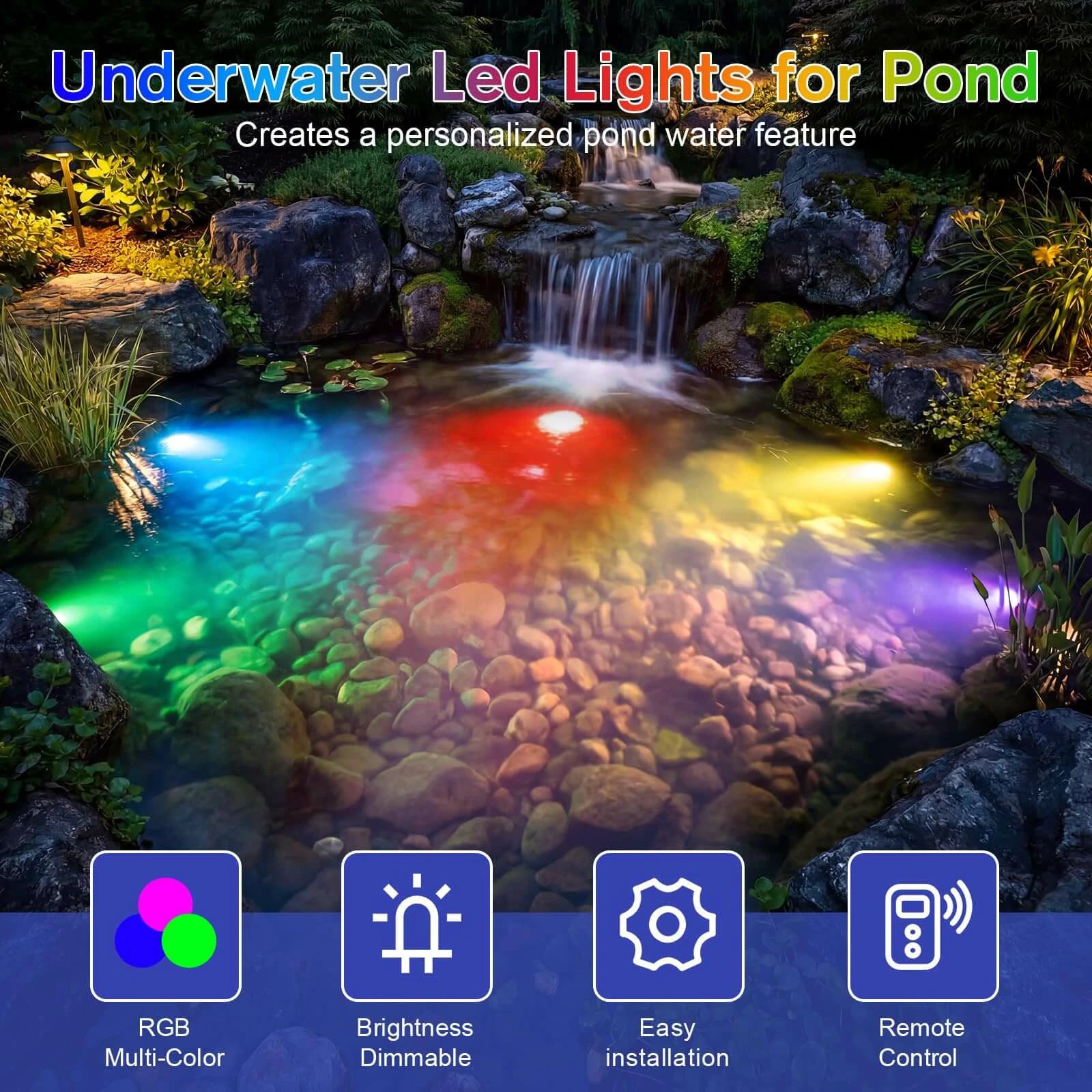 4-Head Colored Underwater Pond Lights with Memory Function
