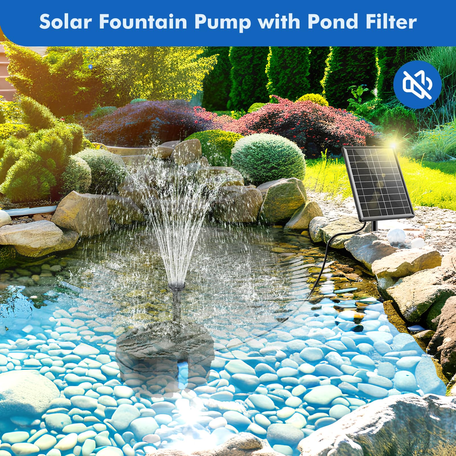 P3081 8W 80GPH Solar Pond Filter Fountain