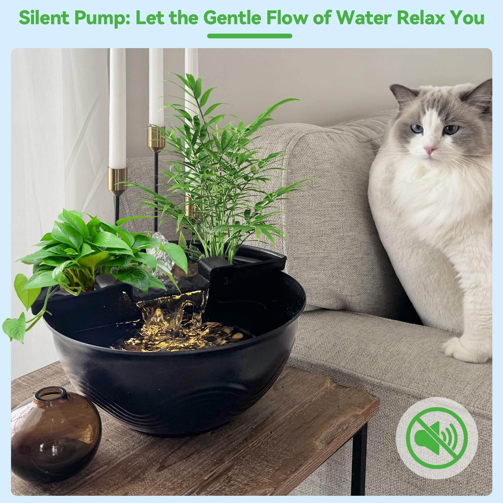 Mini Water Garden Pond Kit with Waterfall & LED Lighting