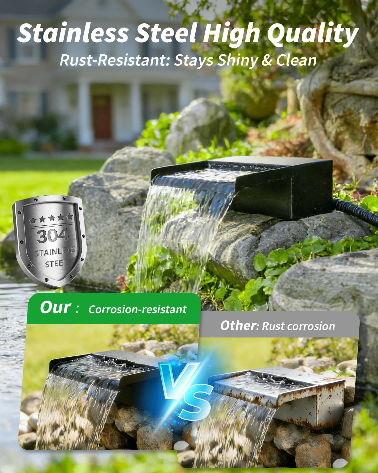 70W Solar Pond Waterfall Spillway with Fountain Pump