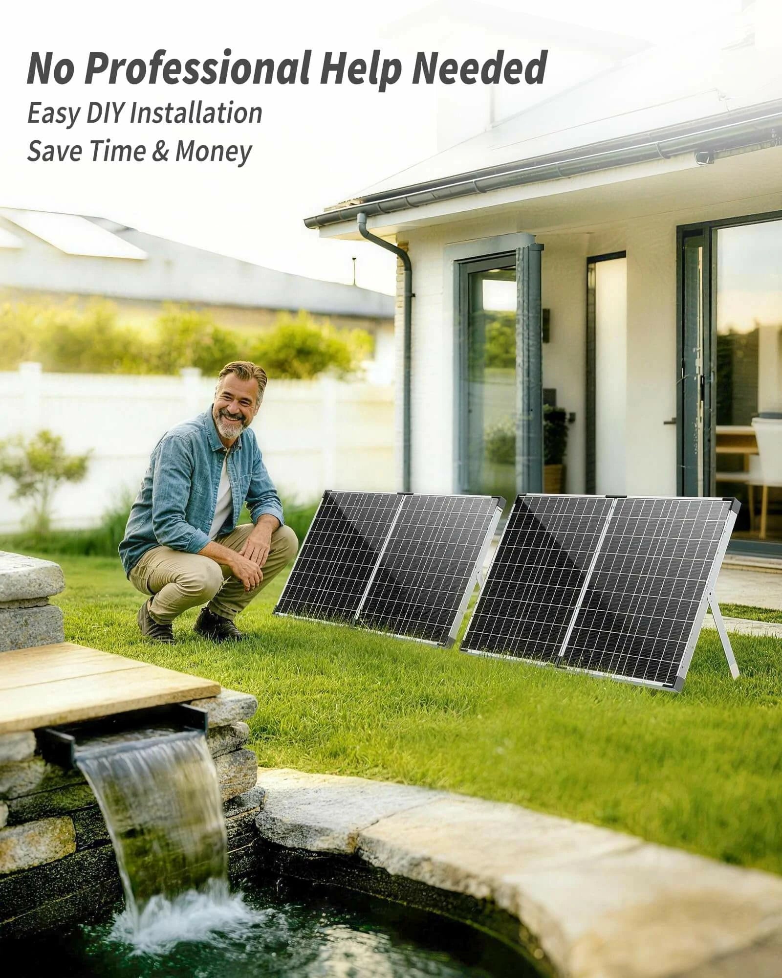 100W 1200GPH Solar Waterfall Pump Kit with 12.6"x15" Spillway