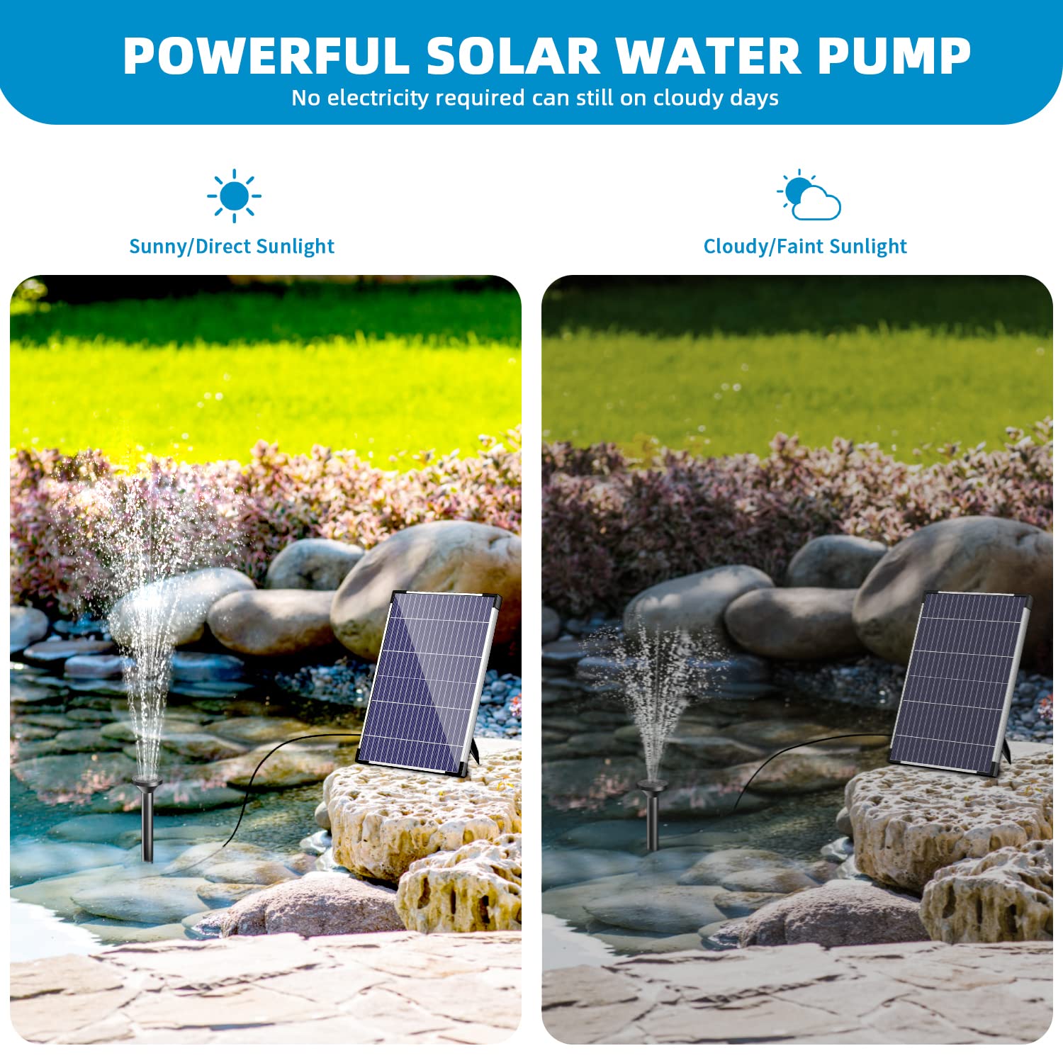 12W 160GPH Solar Water Fountain Pump - Black Pump