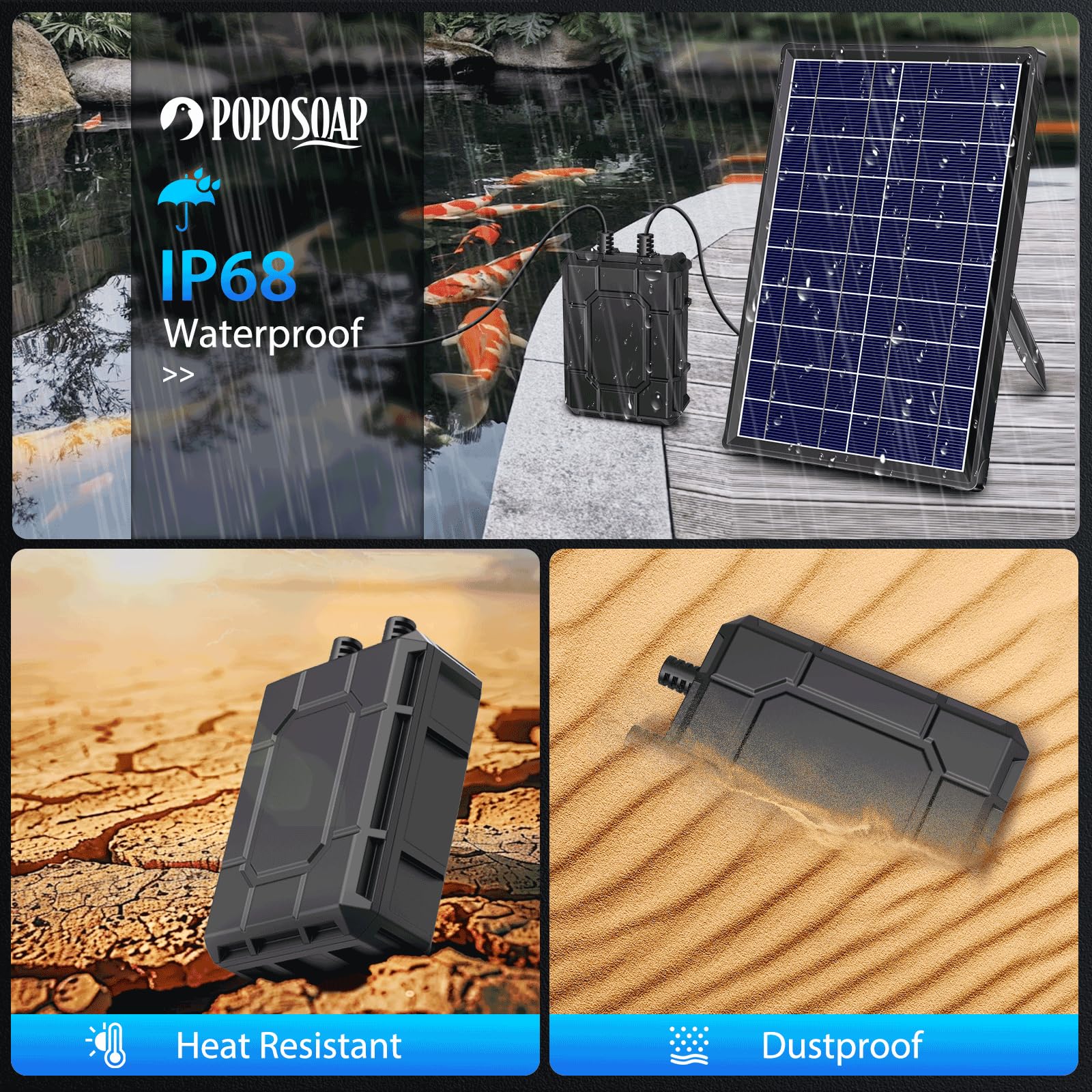 1800mAh Battery Backup for 6W/6.5W/8W Solar Fountain Pump