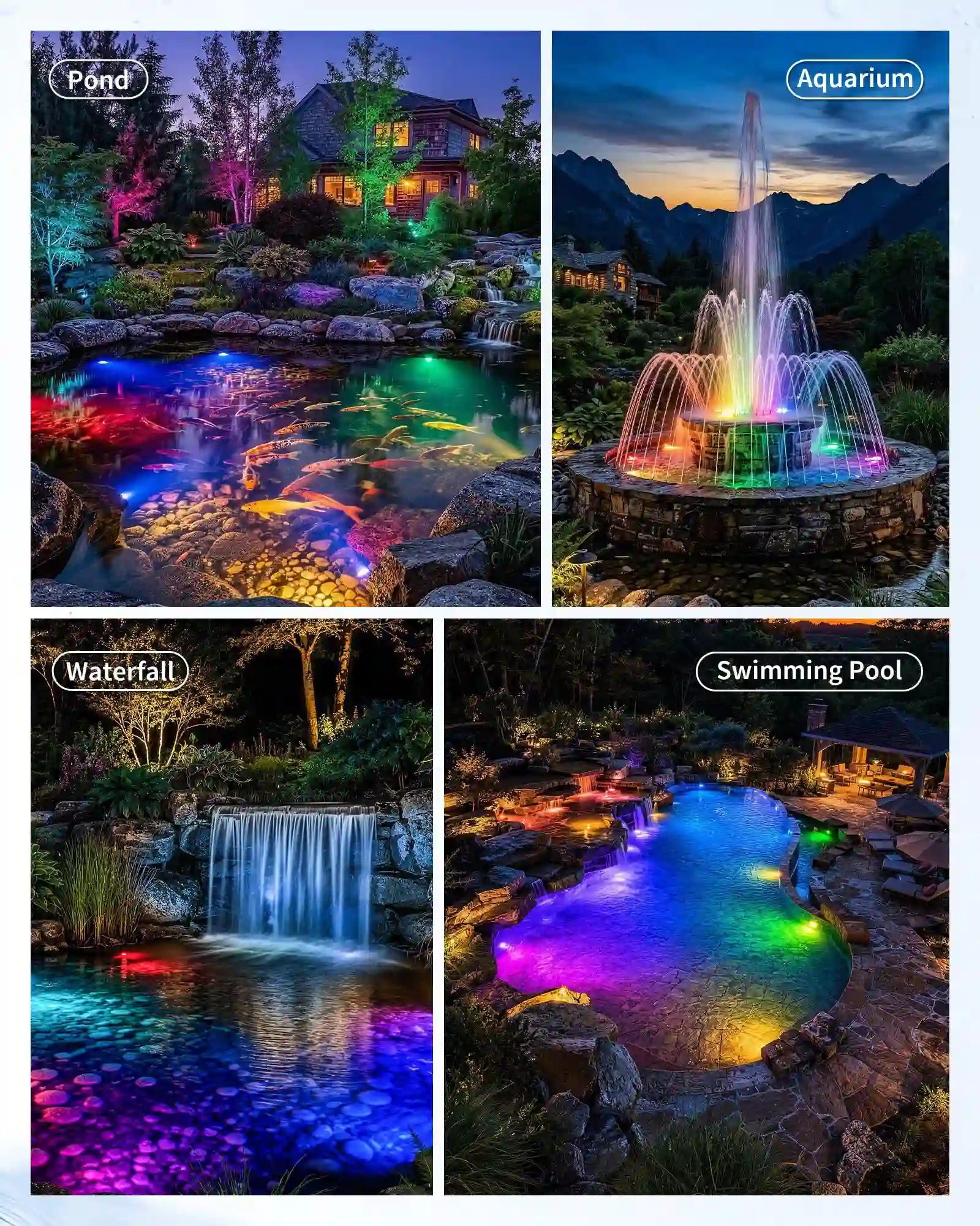 3W Colored Solar Underwater Lights with 3 Heads