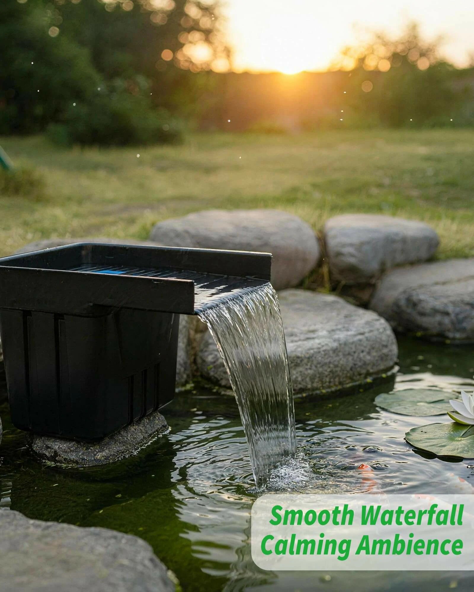 100W 1200GPH Solar Waterfall Pump Kit with 12.6"x15" Spillway