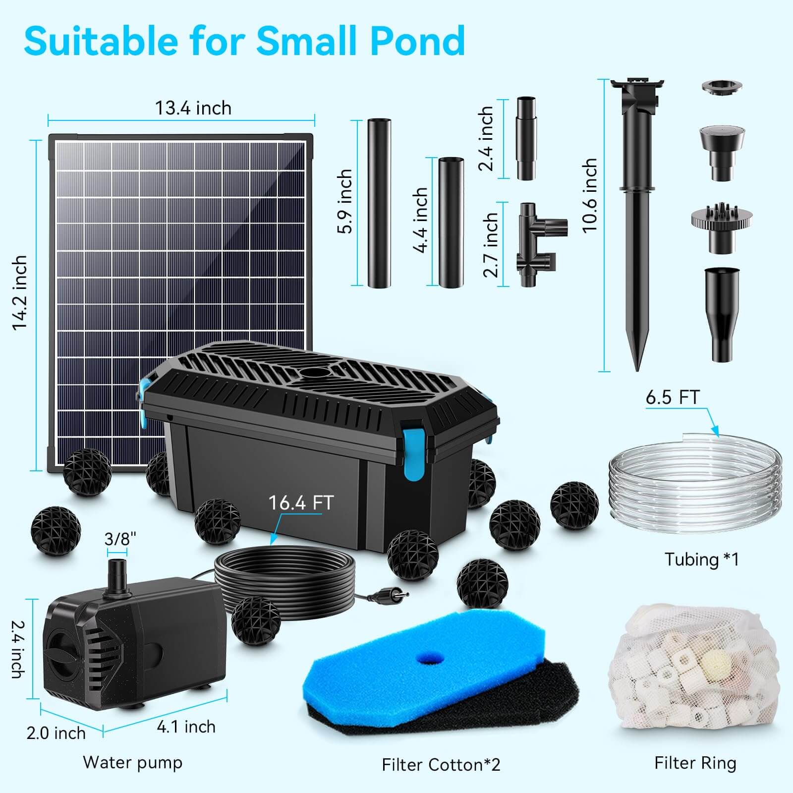 P3253 25W 320GPH Solar Pond Filter Fountain