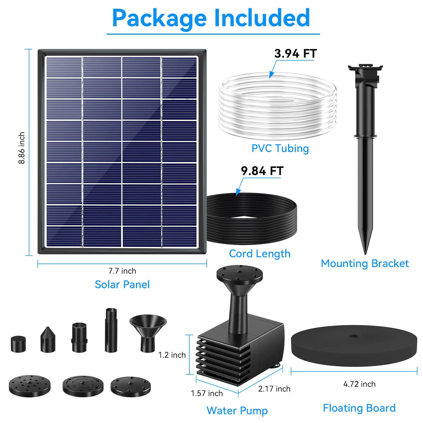 6W 80GPH Solar Birdbath Fountain Pump