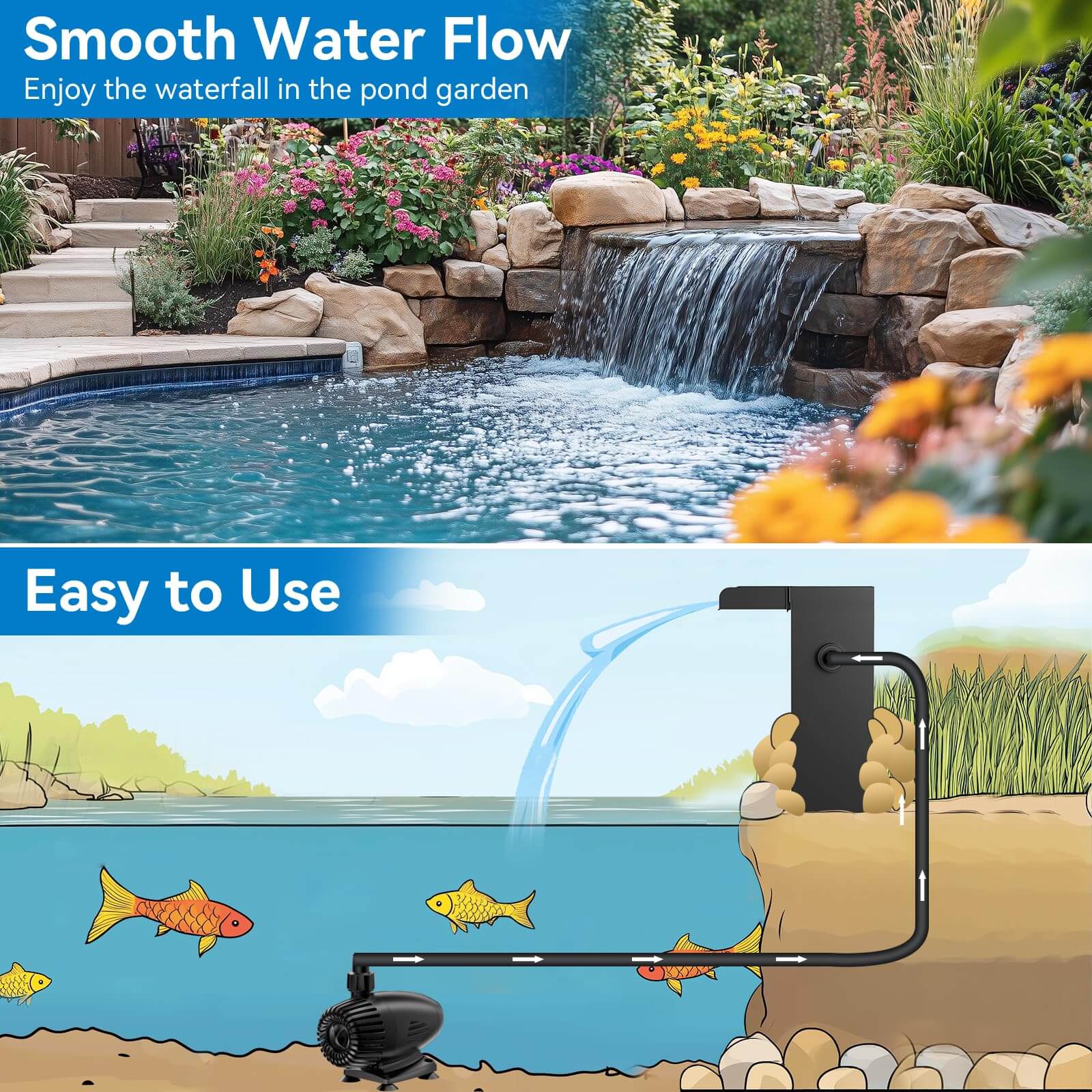 solar pond waterfall kit,solar powered waterfall,solar pond pump waterfall