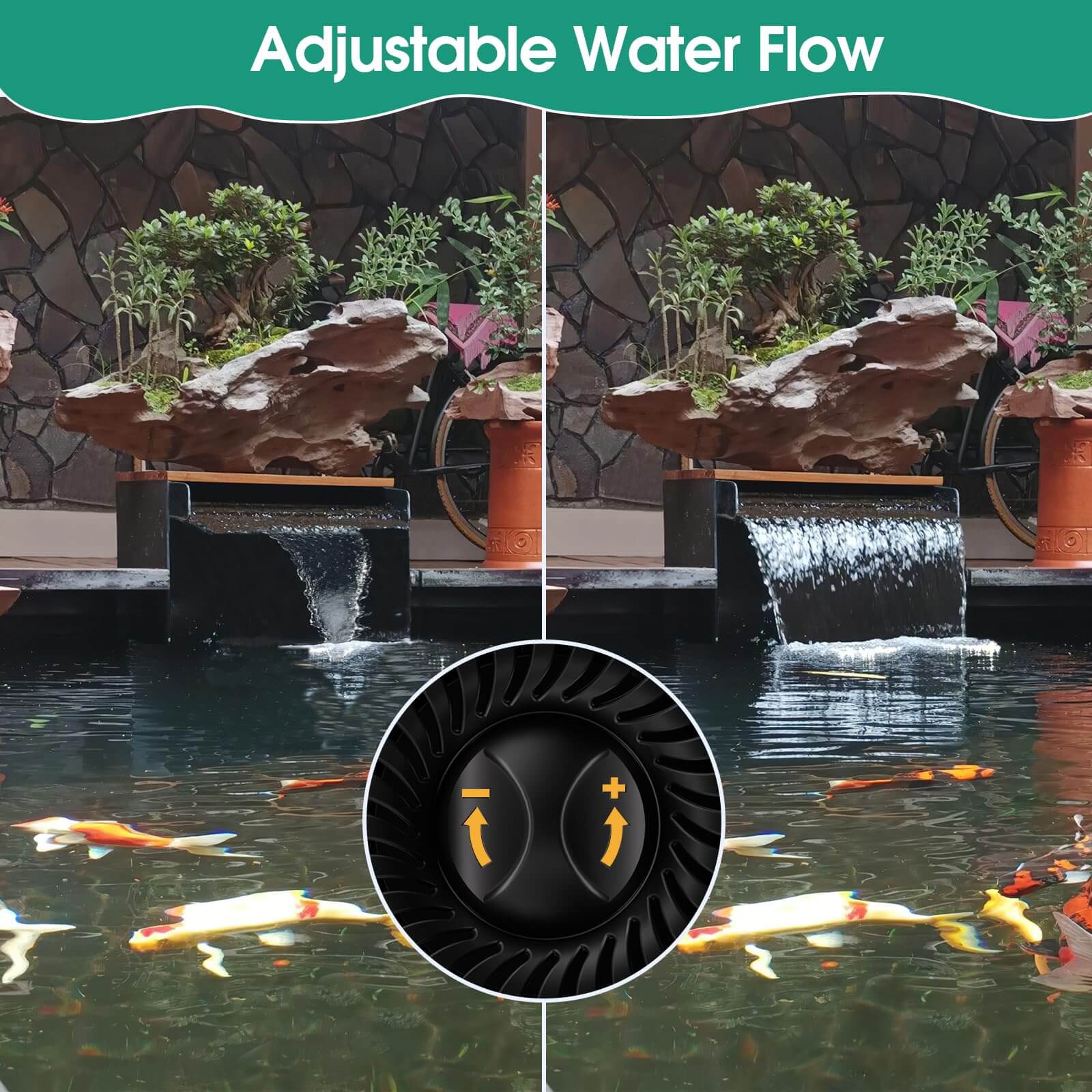 70W 580GPH Solar Waterfall Pump Kit with 12"x4.3" Spillway