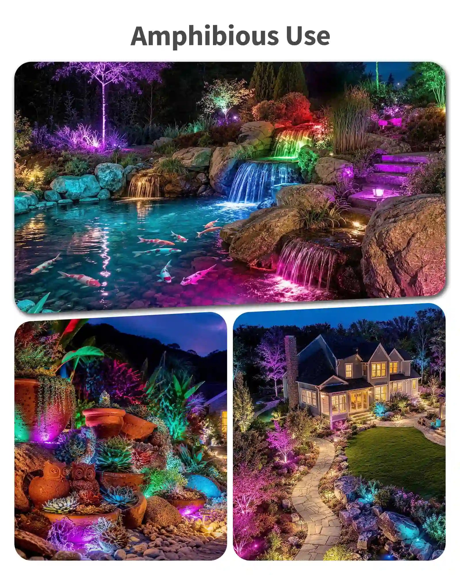 3W Colored Solar Underwater Lights with 3 Heads