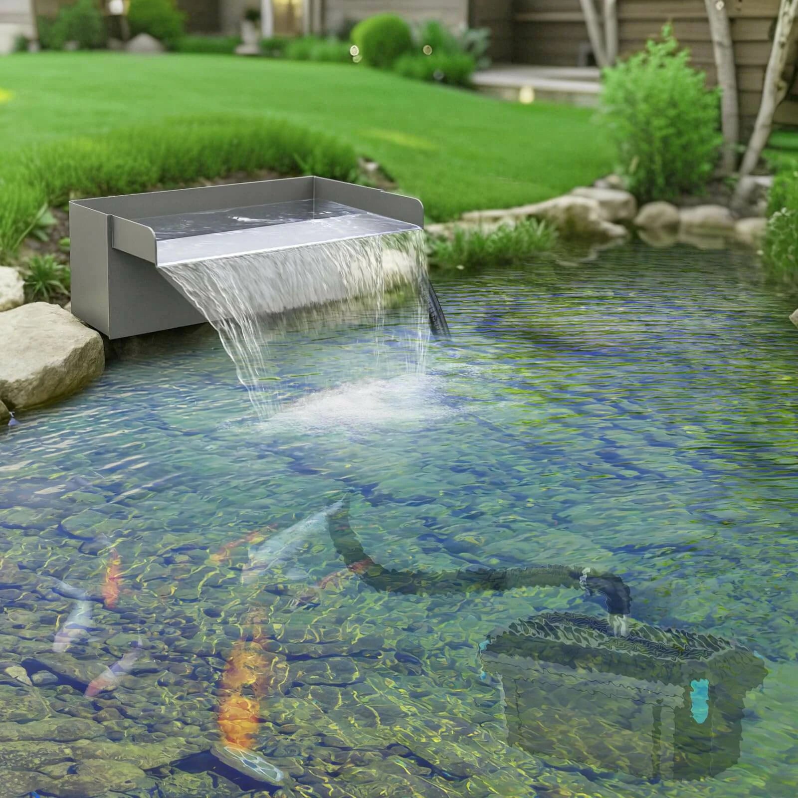 660GPH 40W Waterfall Pump Kit with 12" Spillway & Pond Filter
